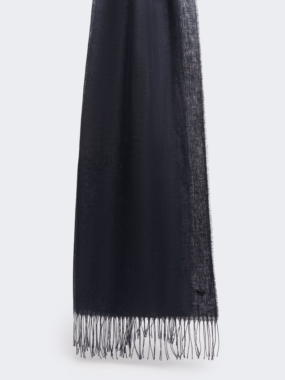 Linen stole with fringes - MIDNIGHTBLUE - Weekend