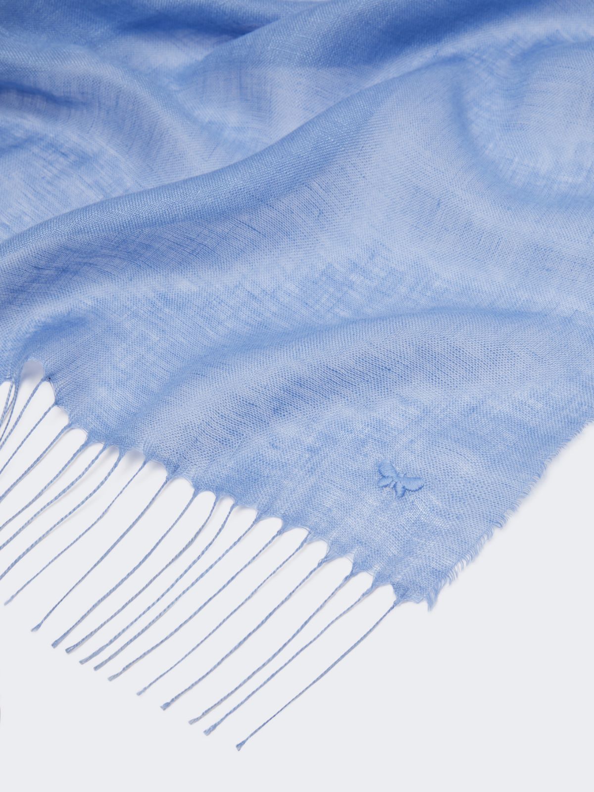 Linen stole with fringes - LIGHT BLUE - Weekend - 3