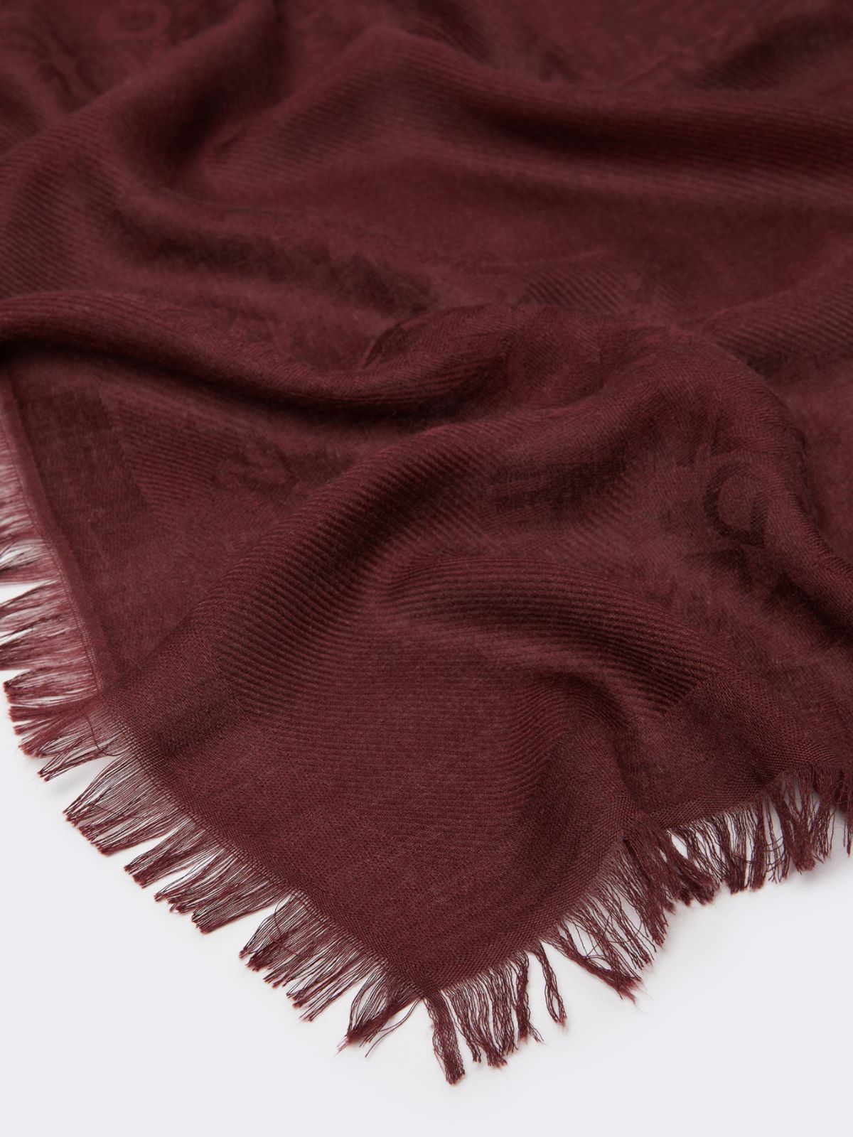 Jacquard-knit modal and cashmere shawl - BORDEAUX - Weekend - 3