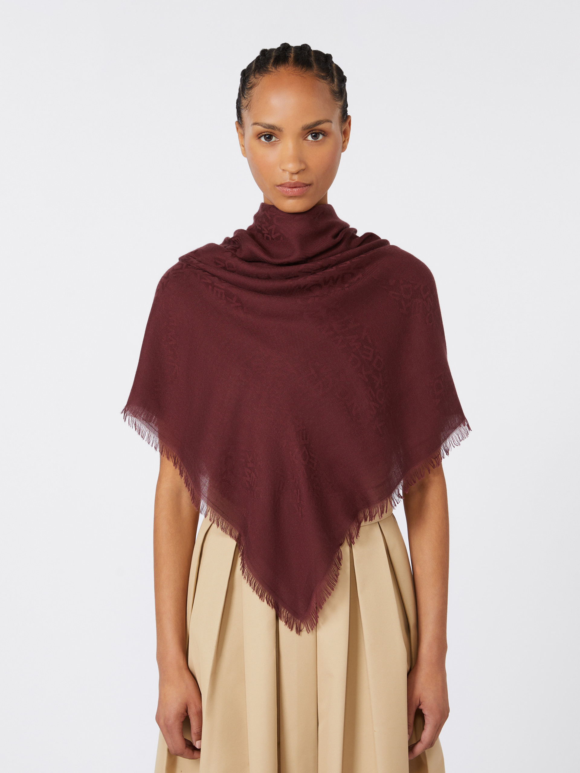 Jacquard-knit modal and cashmere shawl - BORDEAUX - Weekend Max Mara - 5