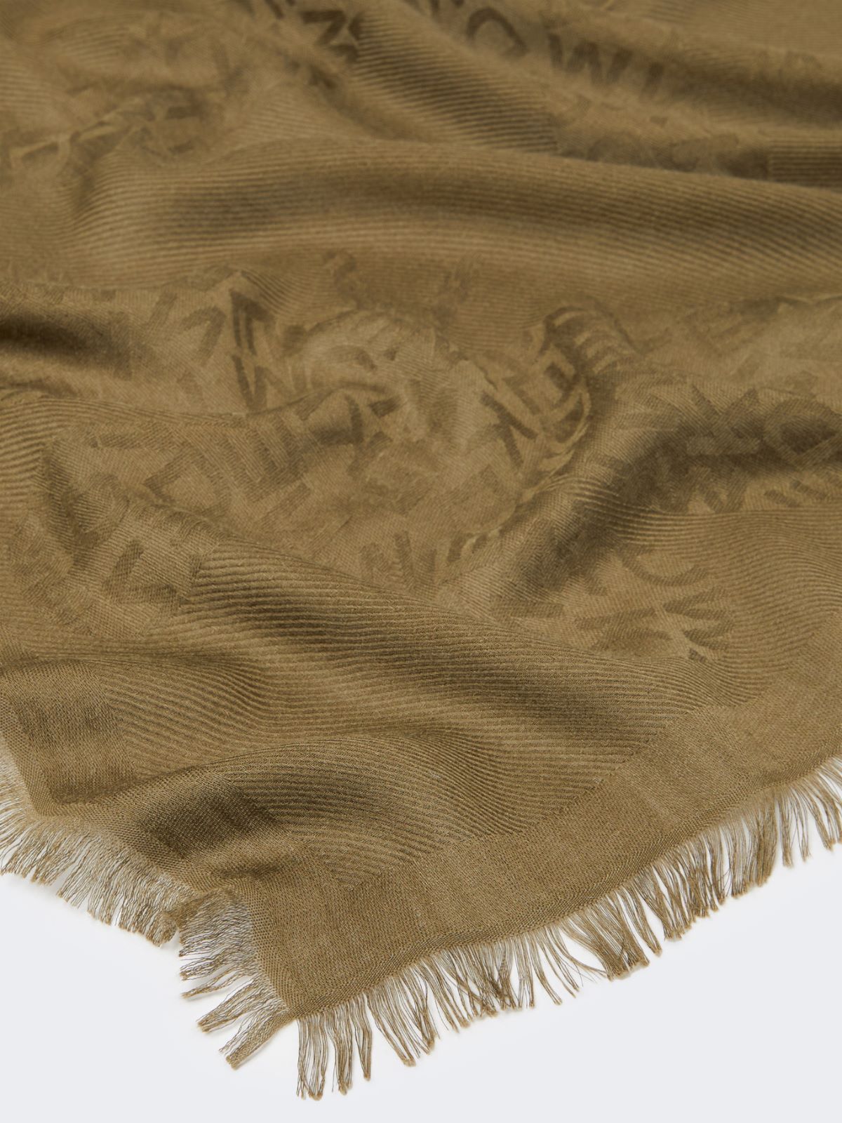 Jacquard-knit modal and cashmere shawl - OLIVE GREEN - Weekend - 3