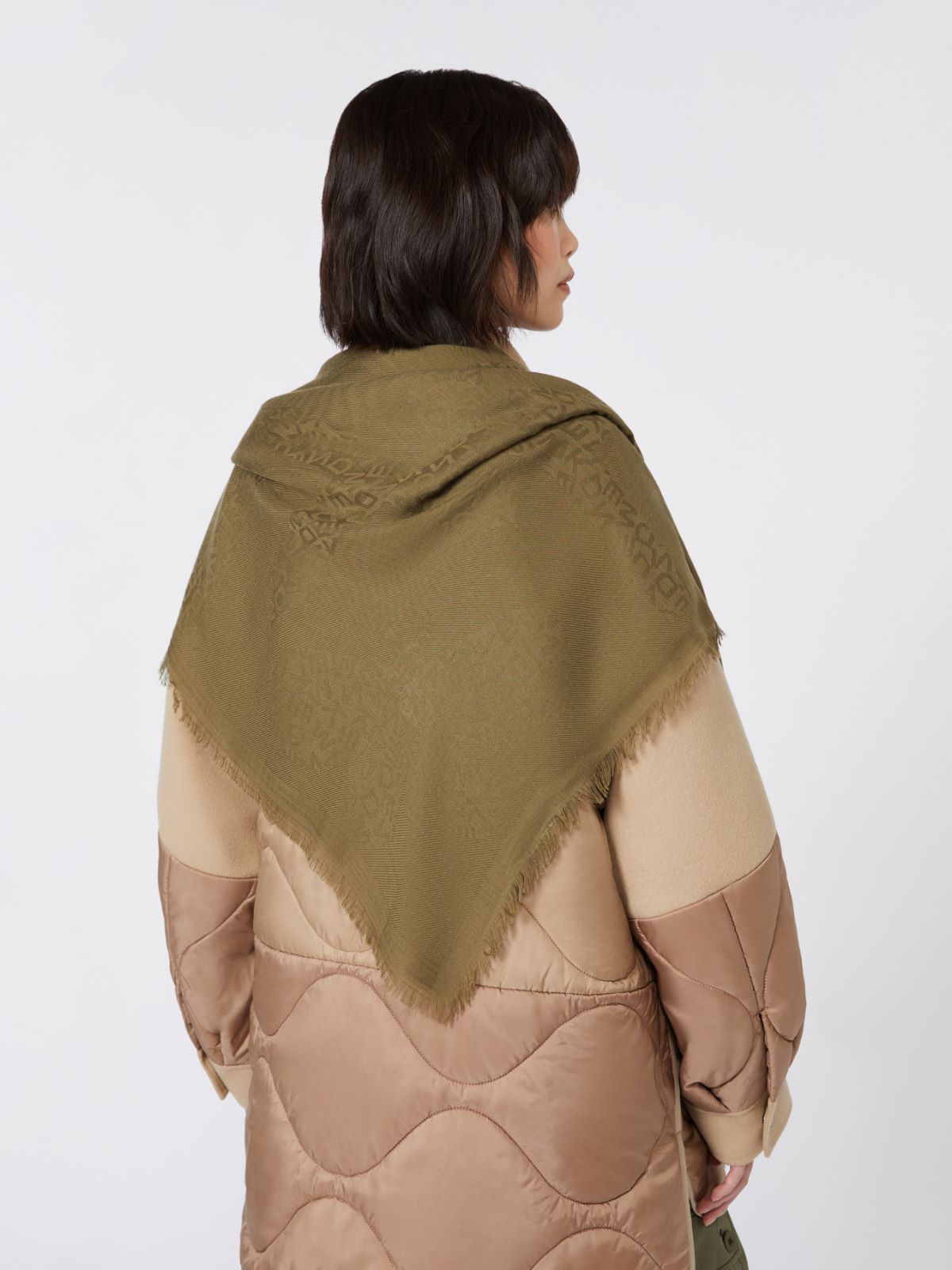 Jacquard-knit modal and cashmere shawl - OLIVE GREEN - Weekend - 4