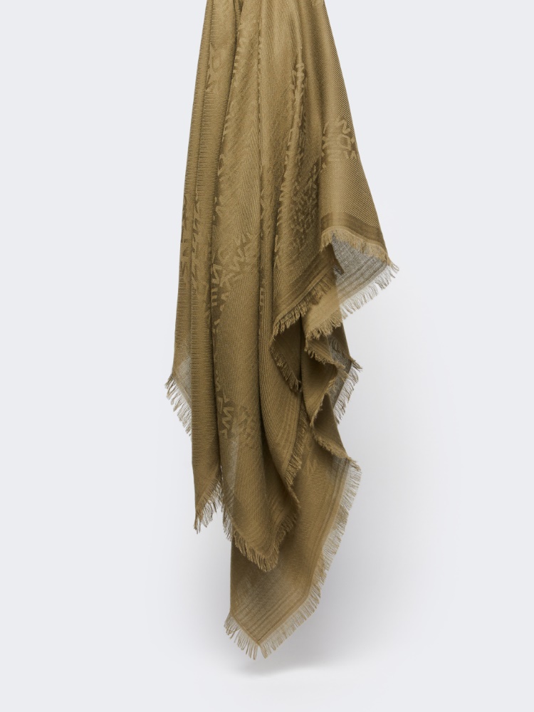 Jacquard-knit modal and cashmere shawl - OLIVE GREEN - Weekend