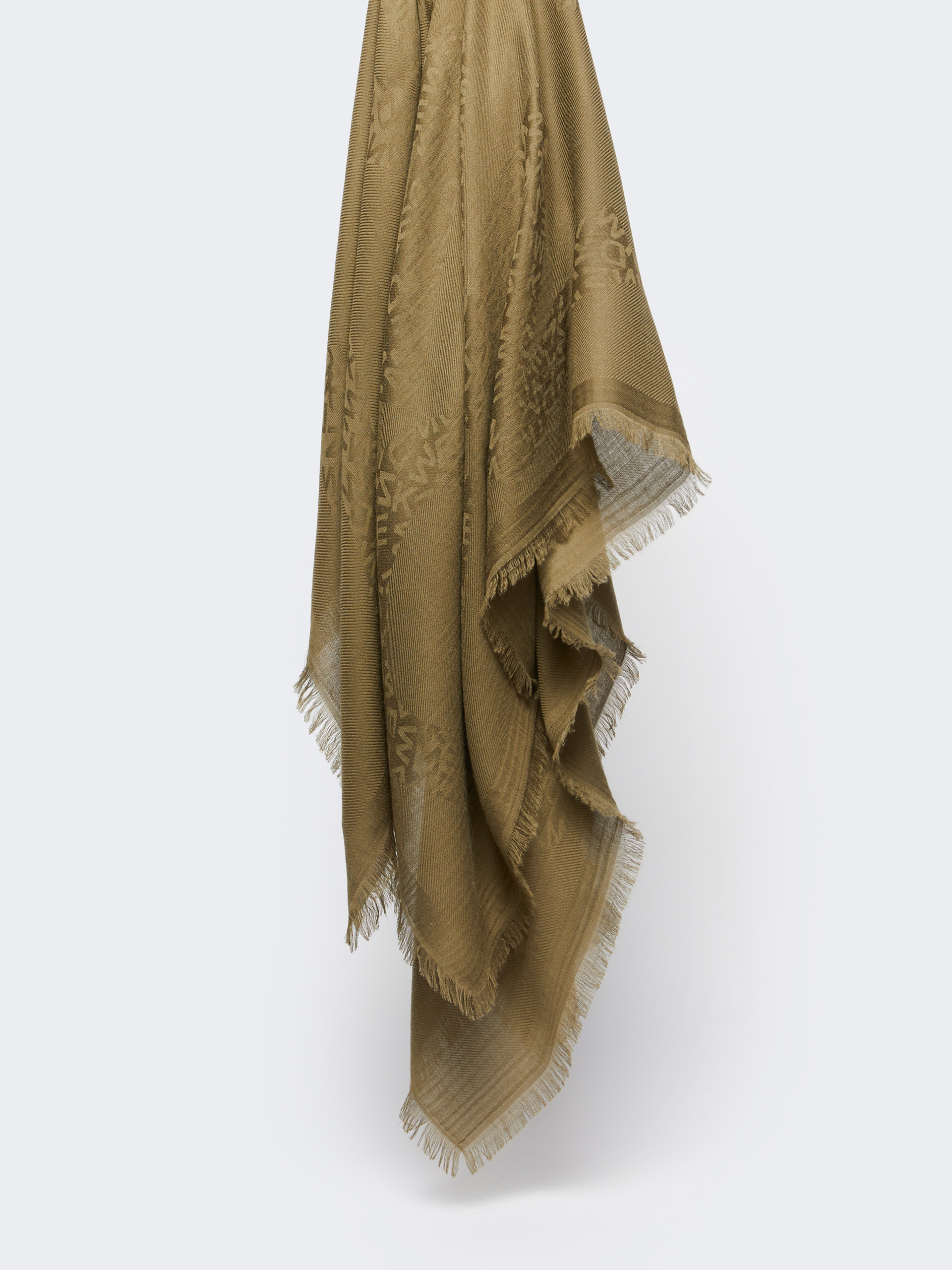 Jacquard-knit modal and cashmere shawl - OLIVE GREEN - Weekend Max Mara