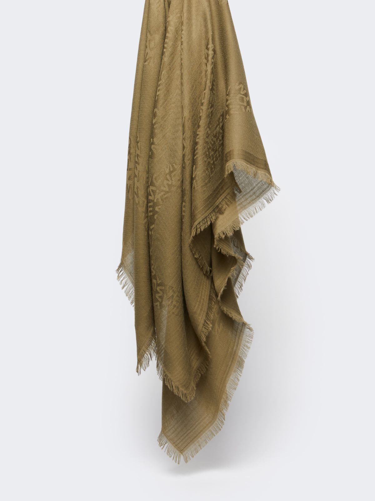 Jacquard-knit modal and cashmere shawl - OLIVE GREEN - Weekend