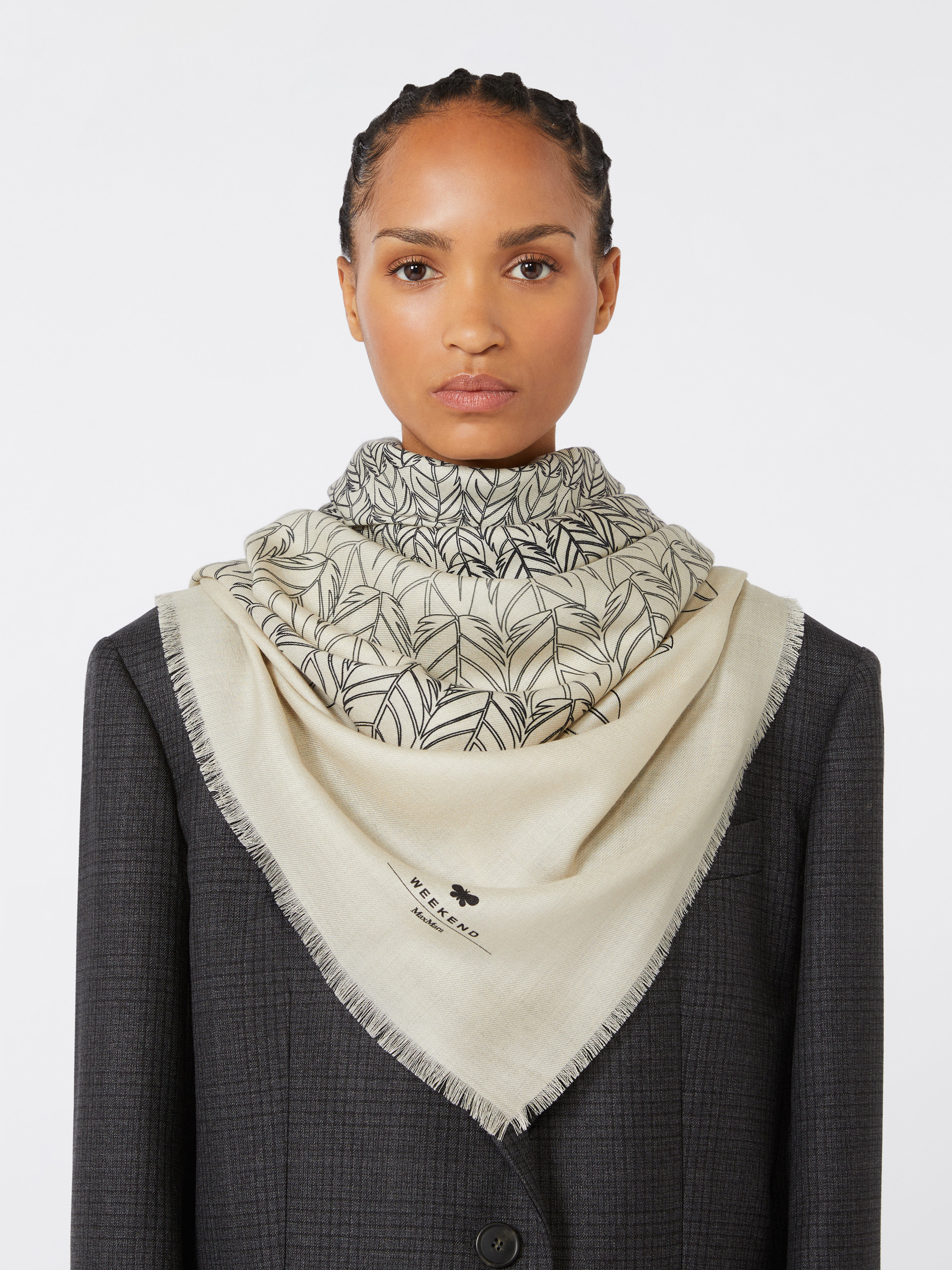 Wool and silk stole - DARK GREY - Weekend Max Mara - 4