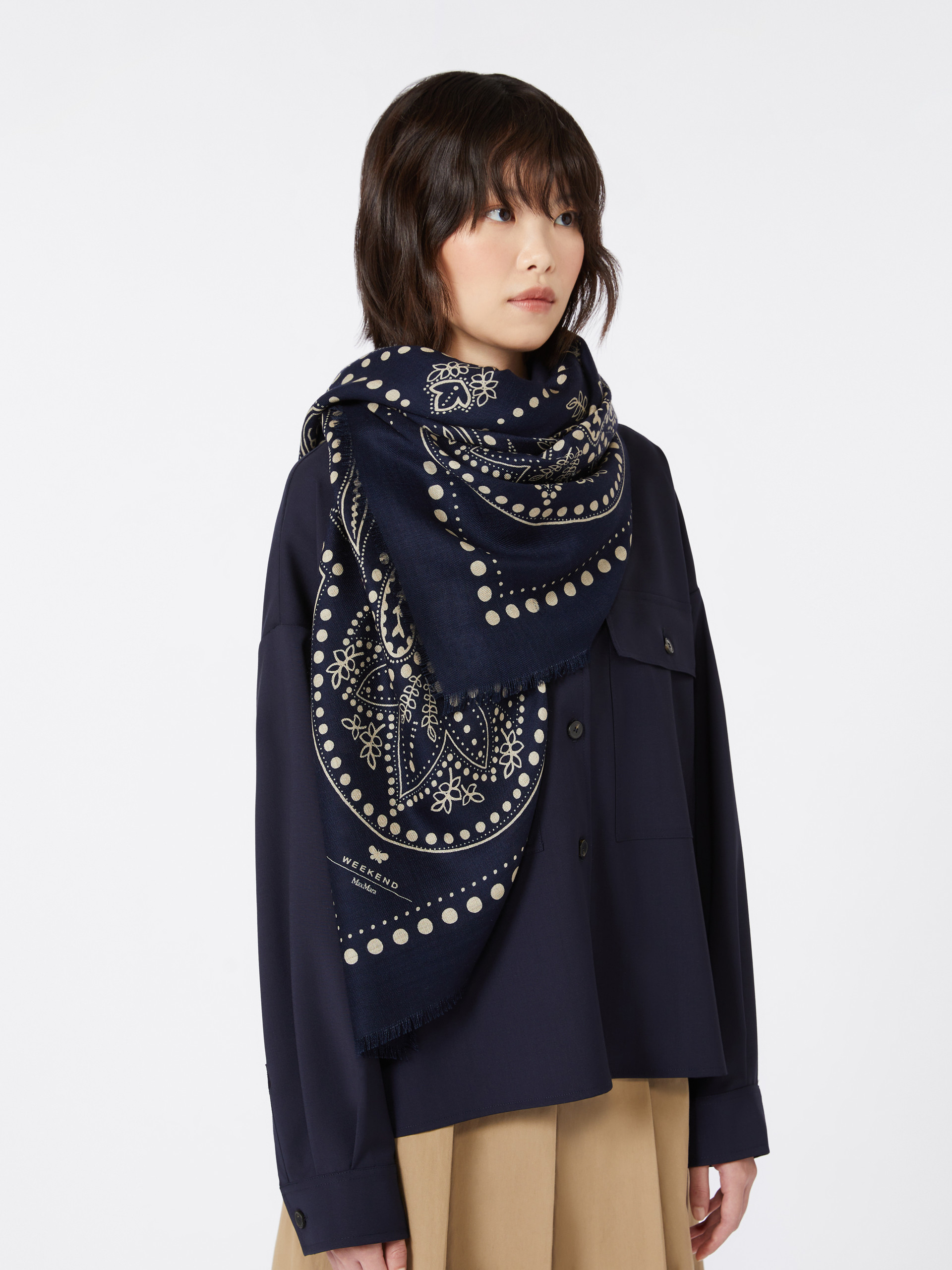 Wool and silk stole, midnightblue | Weekend Max Mara