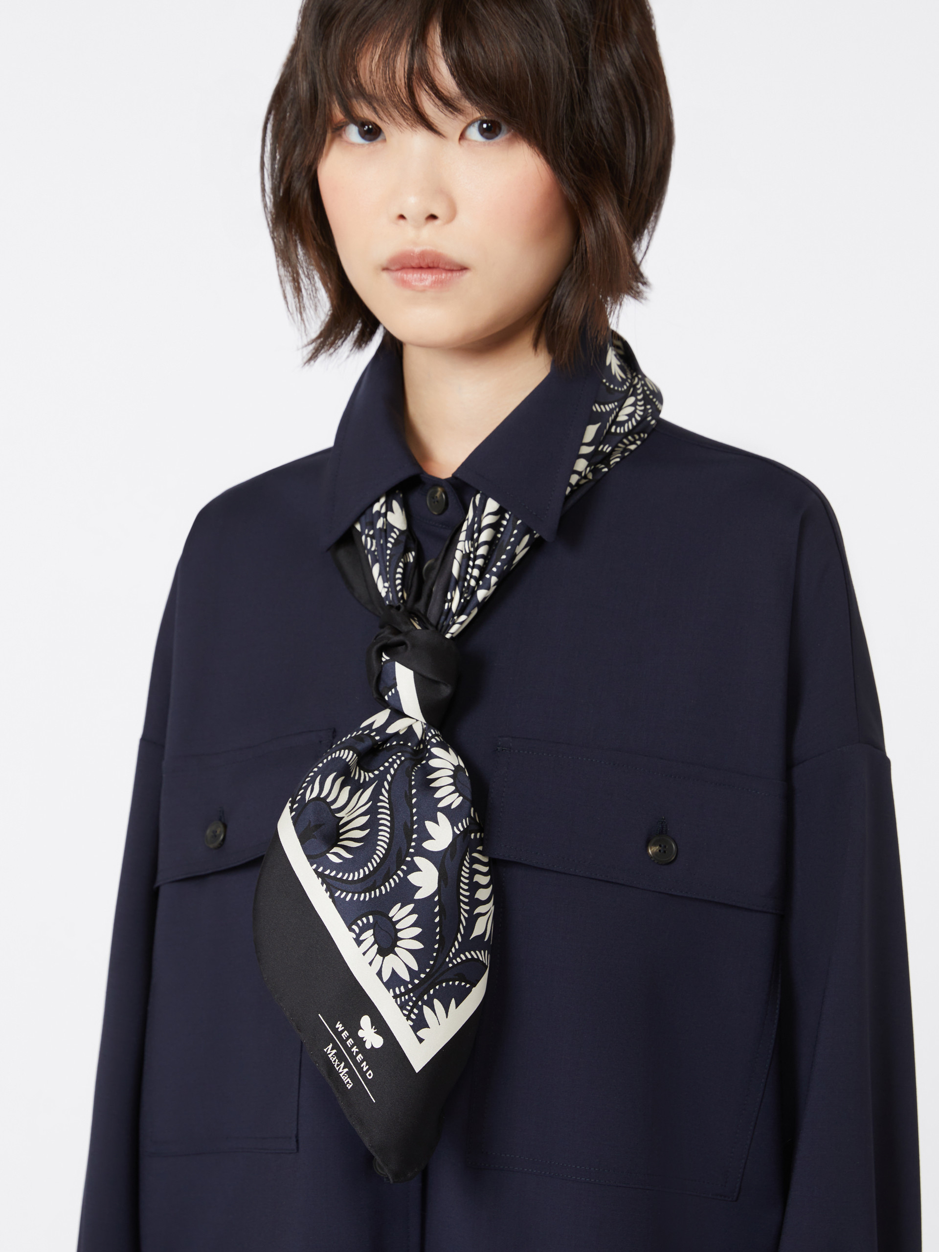Printed silk square foulard - NAVY - Weekend Max Mara - 4