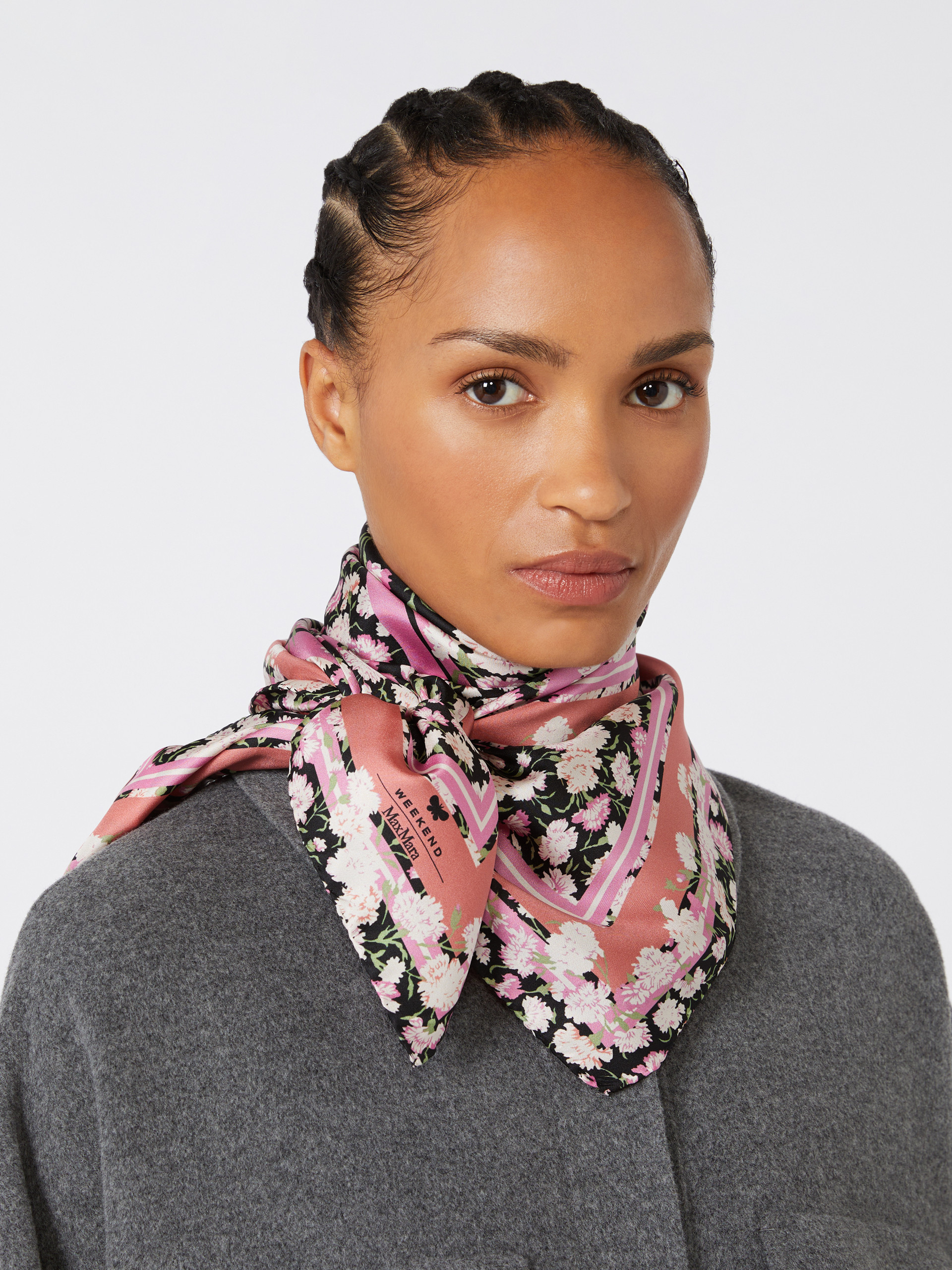 Patterned silk twill foulard, pink | Weekend Max Mara