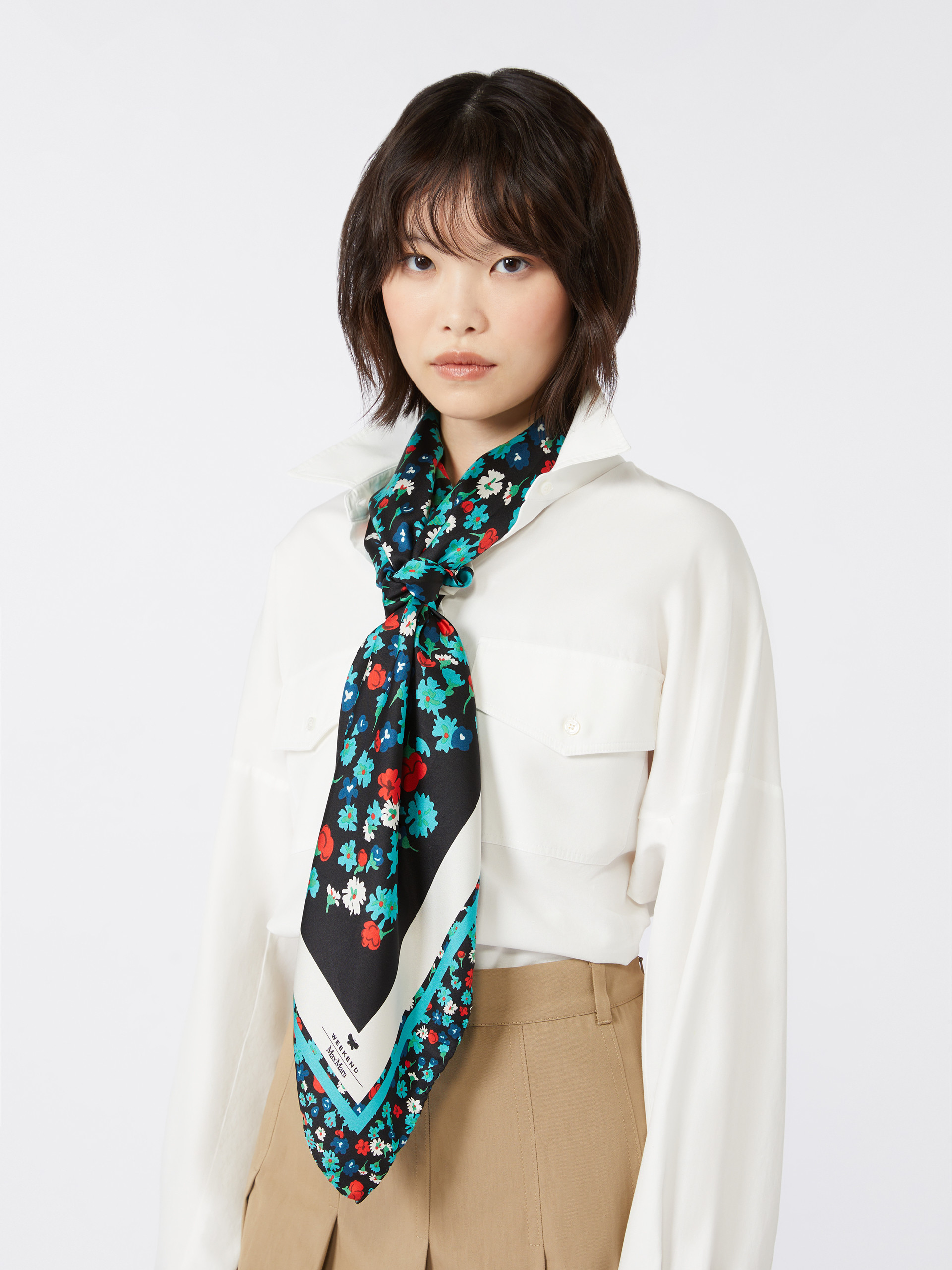 Patterned silk twill foulard - IVORY - Weekend Max Mara - 4