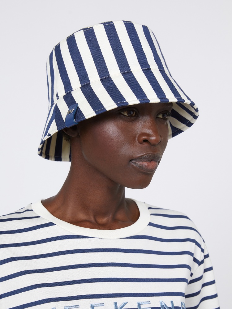 Striped cotton cloche hat - ULTRAMARINE - Weekend - 5