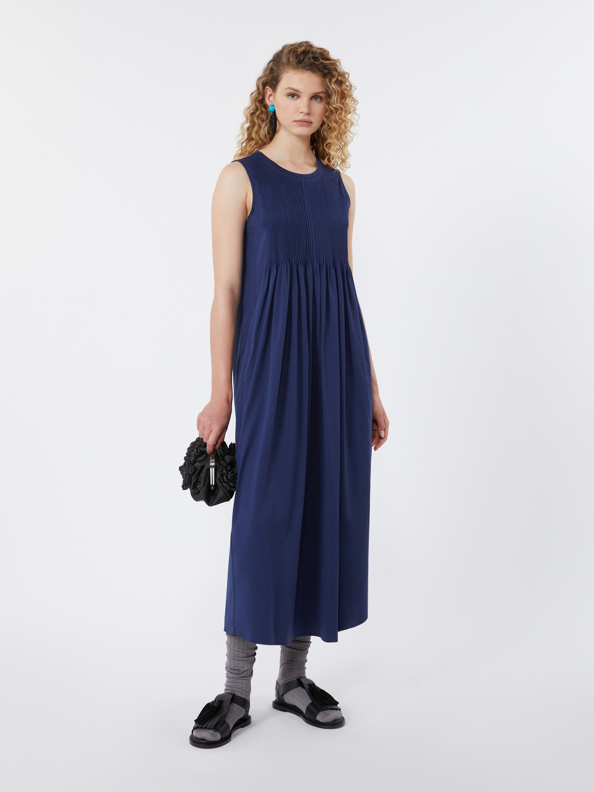 Cotton jersey fluid dress - NAVY - Weekend Max Mara