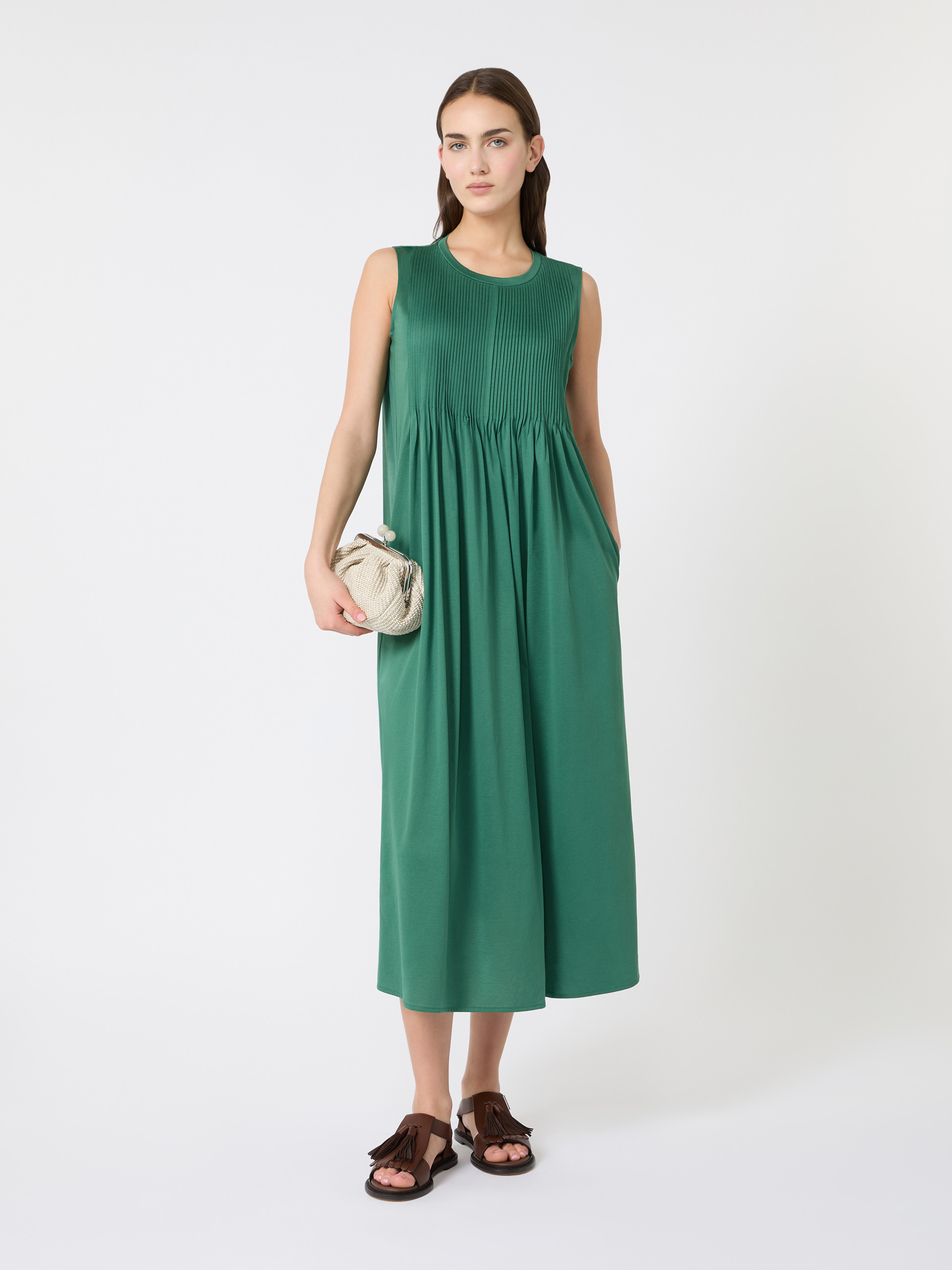 Cotton jersey fluid dress - GREEN - Weekend Max Mara