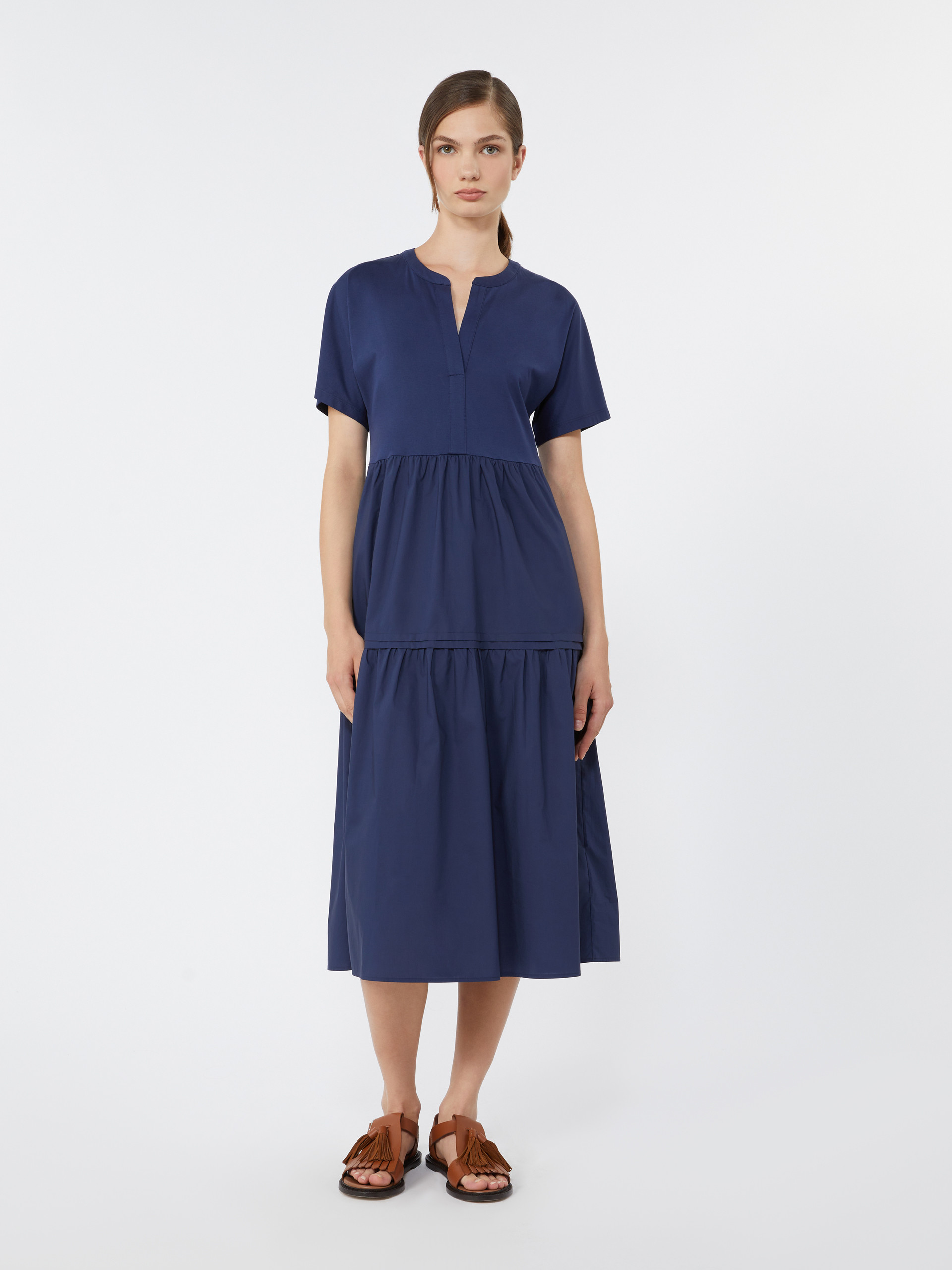 Cotton jersey flounce dress - NAVY - Weekend Max Mara