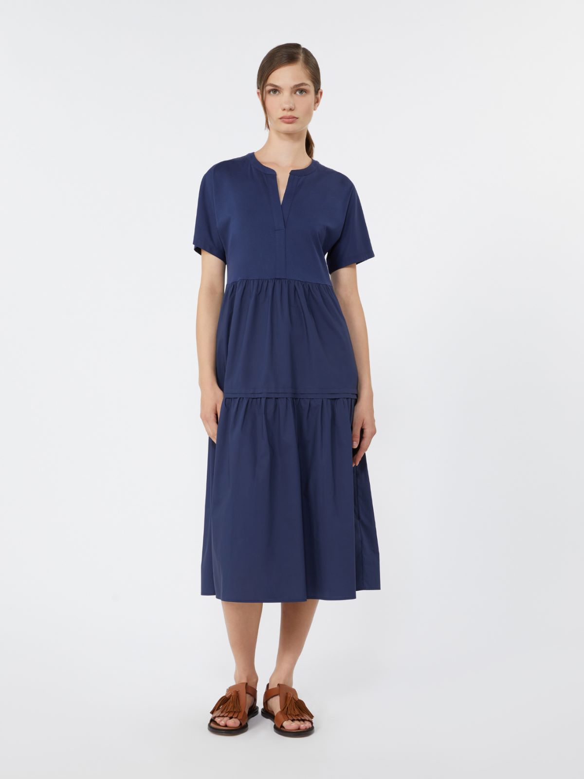 Cotton jersey flounce dress - NAVY - Weekend