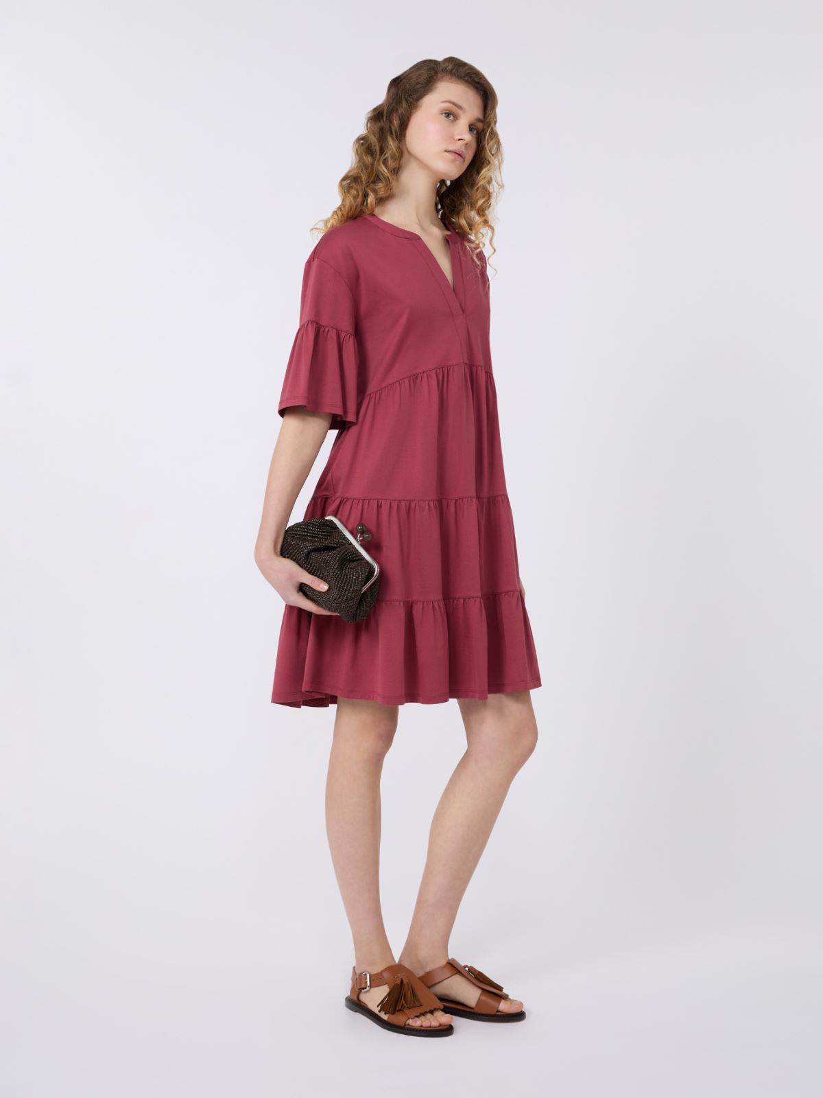 Cotton jersey kaftan dress - CHERRY - Weekend