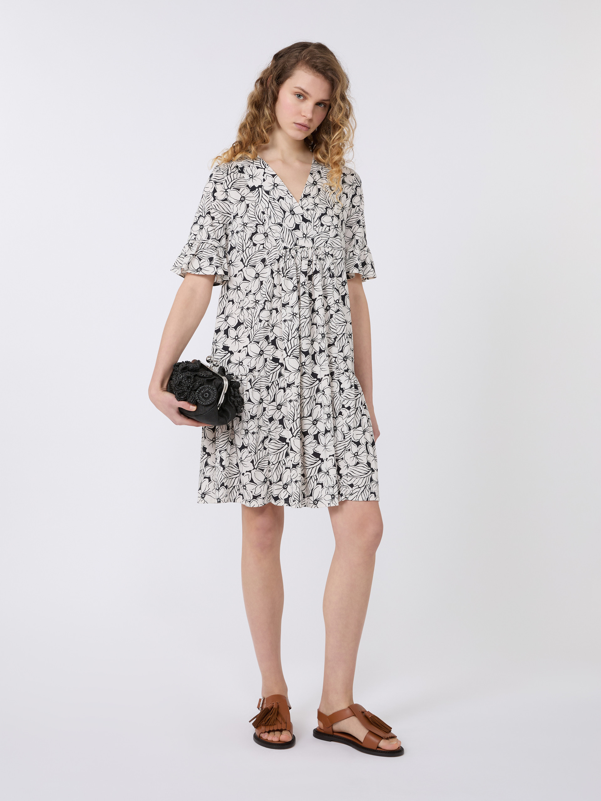 Printed cotton jersey dress - BLACK - Weekend Max Mara