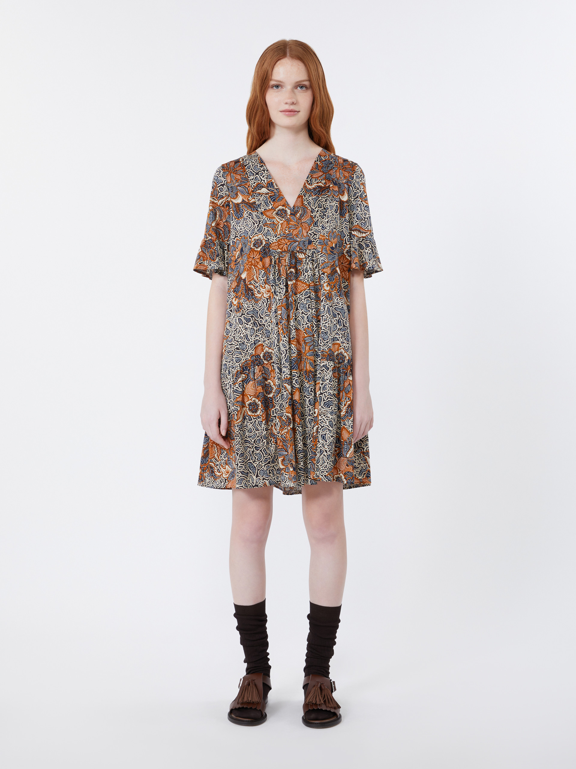 Printed cotton jersey dress - NAVY - Weekend Max Mara - 2