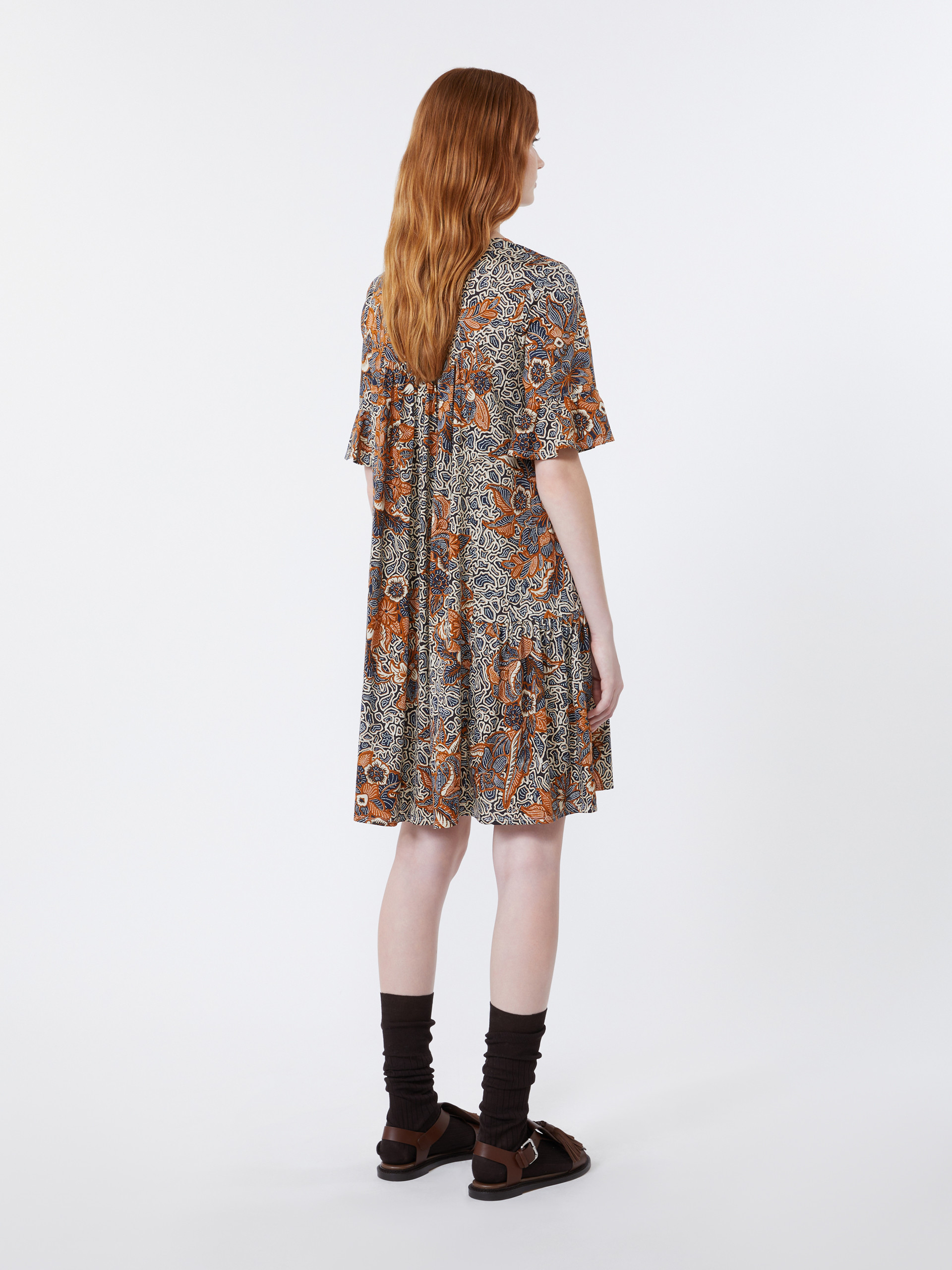 Printed cotton jersey dress - NAVY - Weekend Max Mara - 3