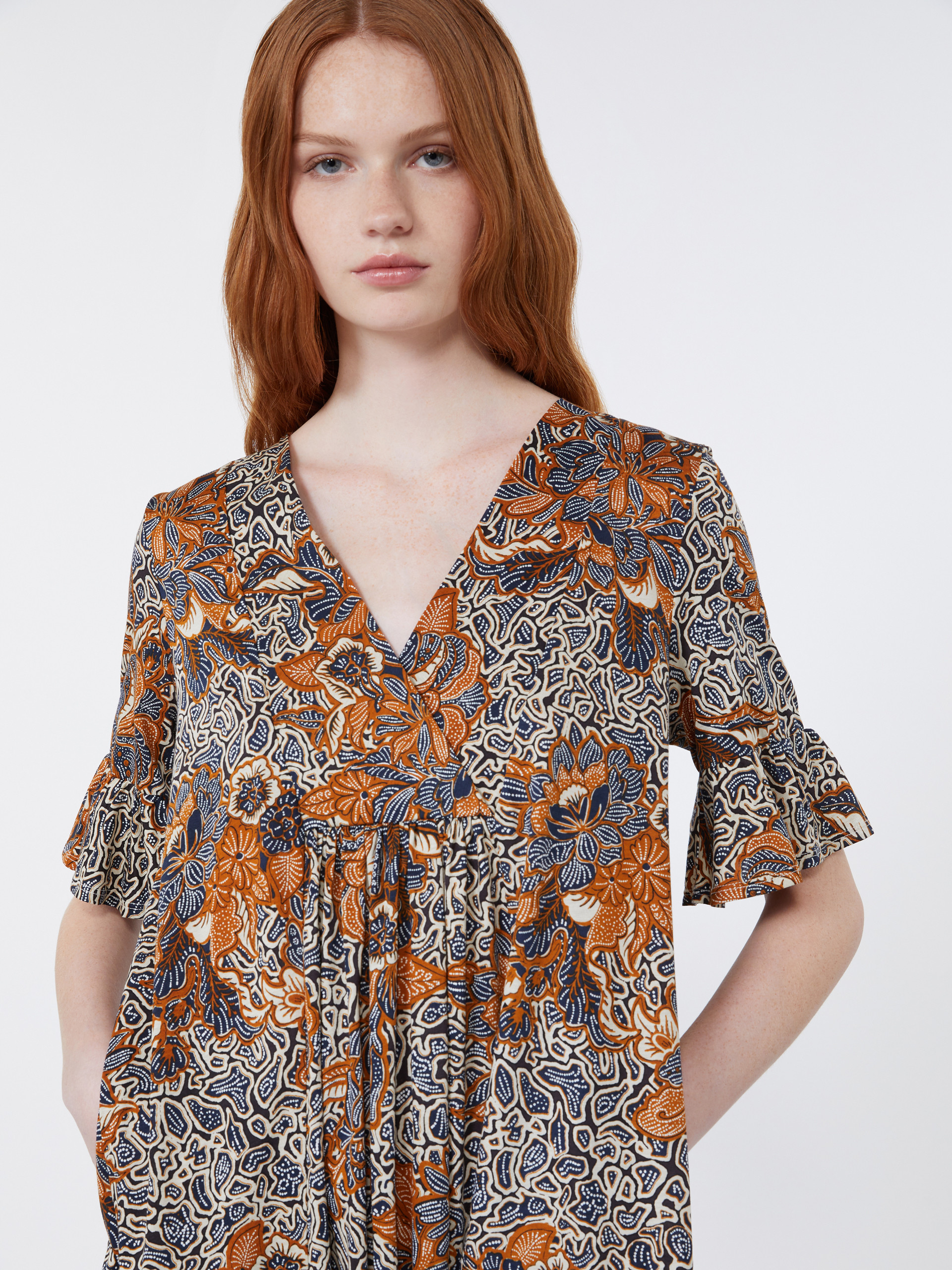 Printed cotton jersey dress - NAVY - Weekend Max Mara - 4