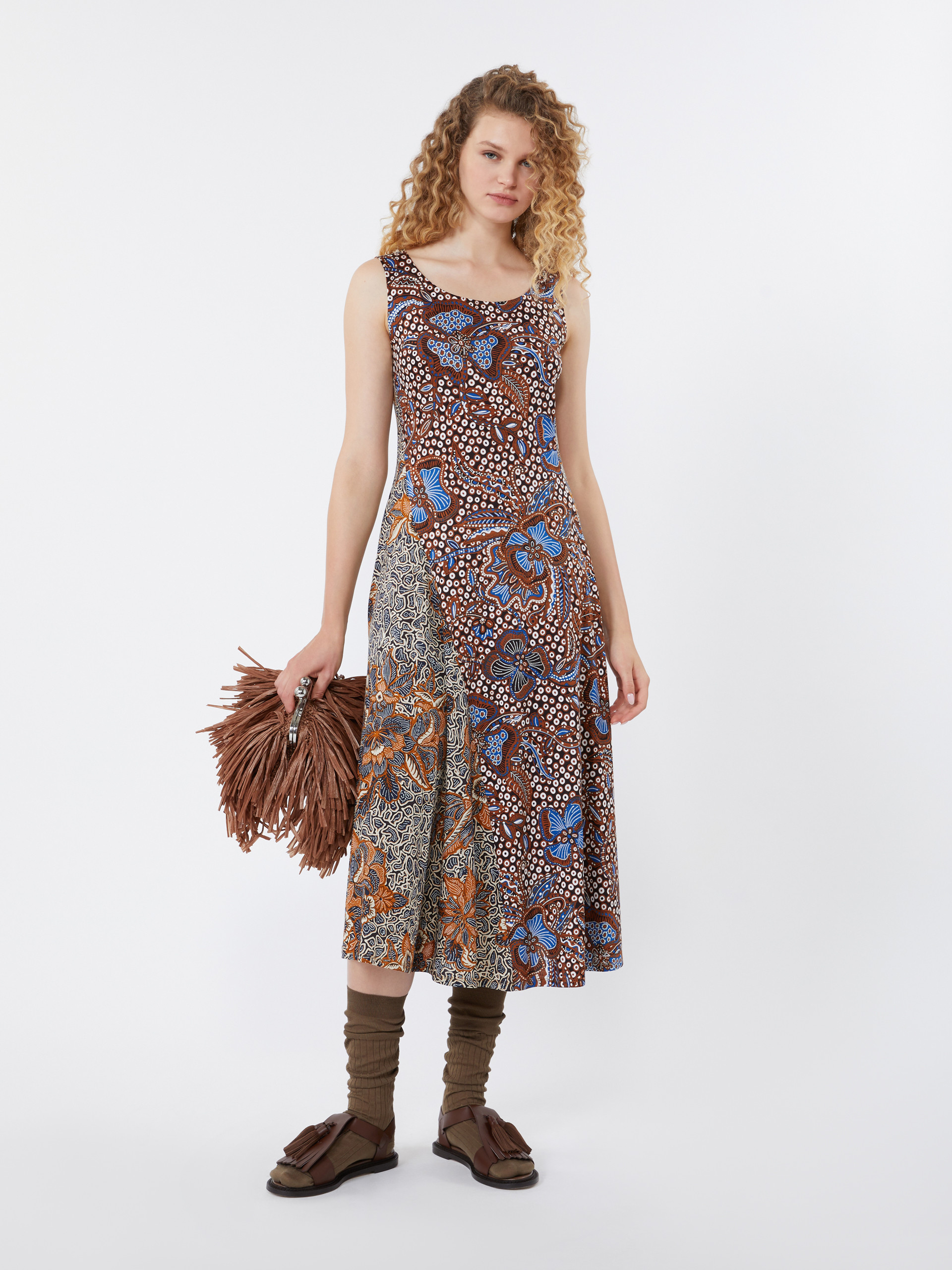 Printed jersey midi dress - TOBACCO - Weekend Max Mara