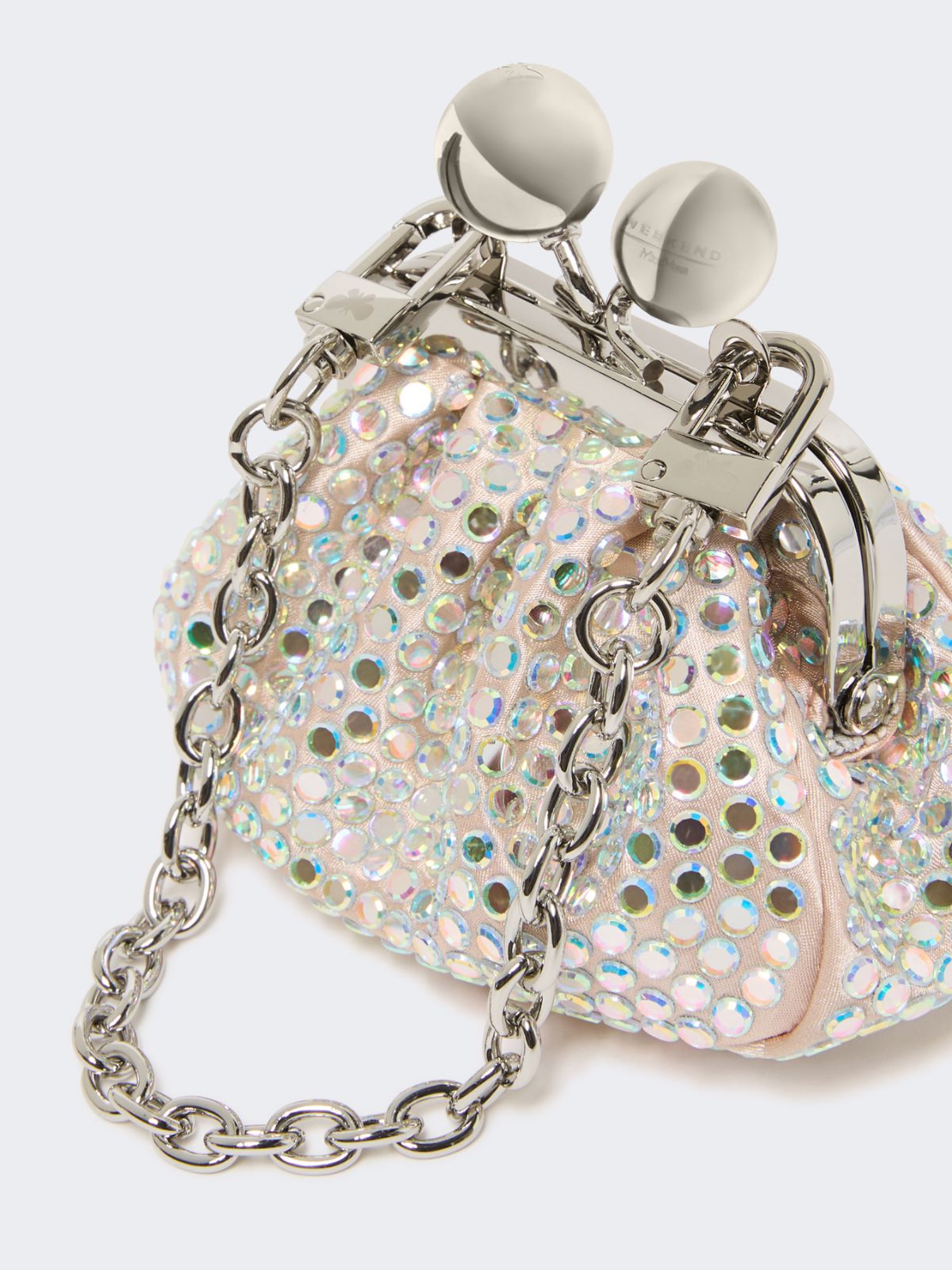 Mini Pasticcino Bag in satin with rhinestones - ANTIQUE ROSE - Weekend - 4