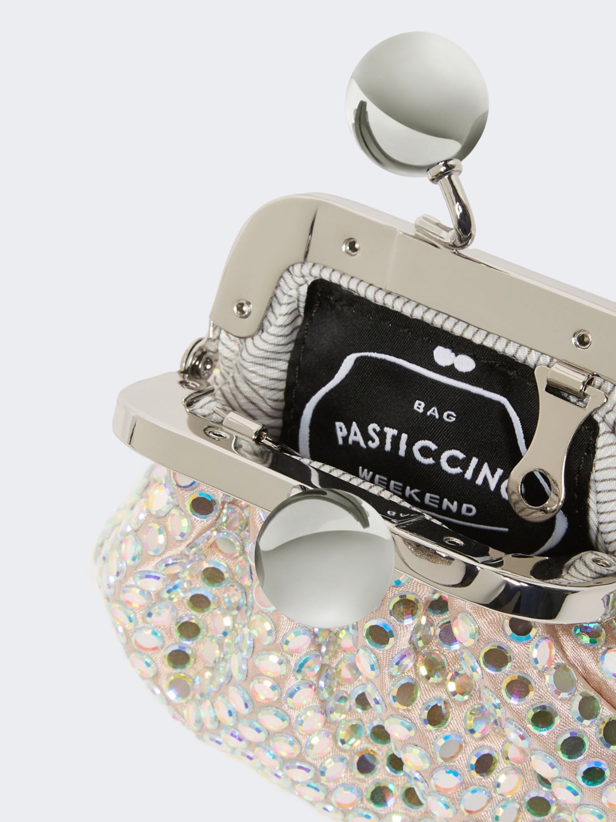 Mini Pasticcino Bag in satin with rhinestones - ANTIQUE ROSE - Weekend - 6