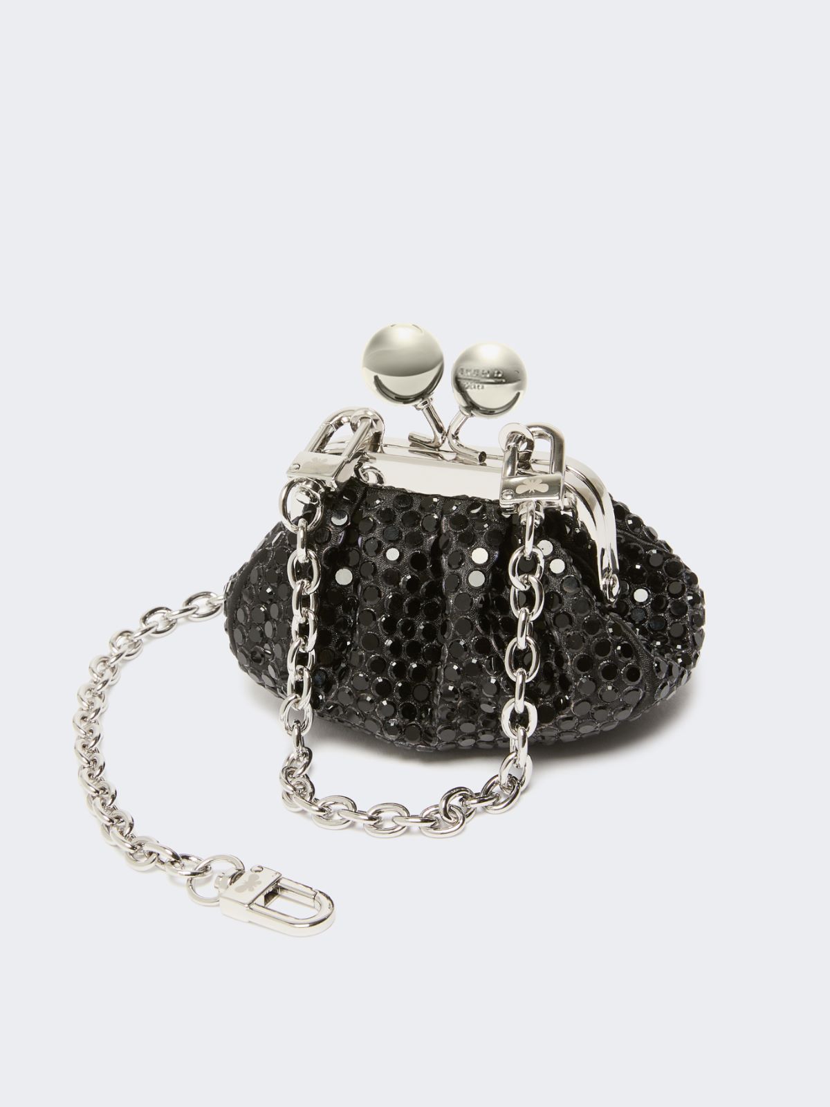 Mini Pasticcino Bag in satin with rhinestones - DARK GREY - Weekend - 4