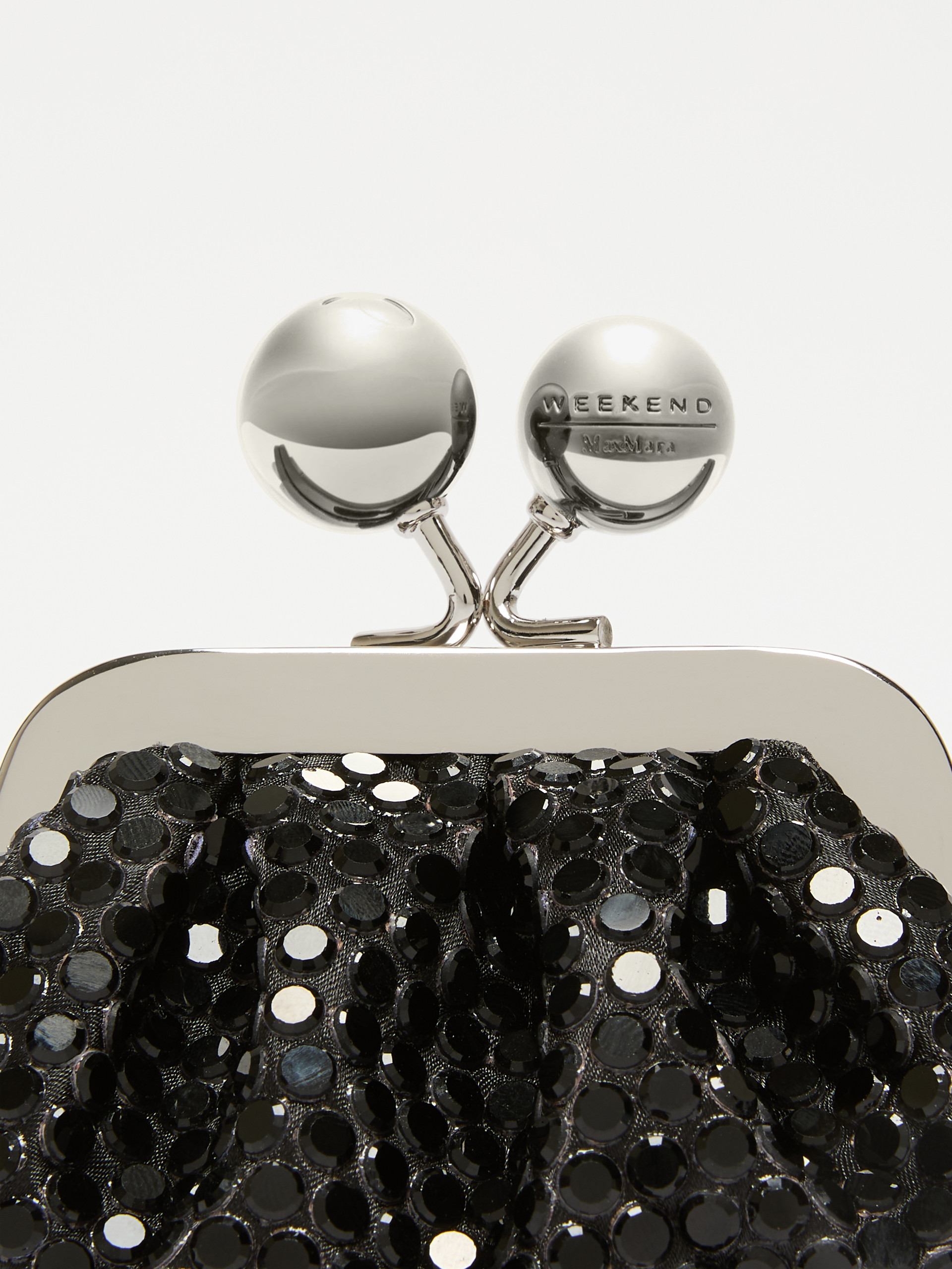 Mini Pasticcino Bag in satin with rhinestones - DARK GREY - Weekend Max Mara - 5