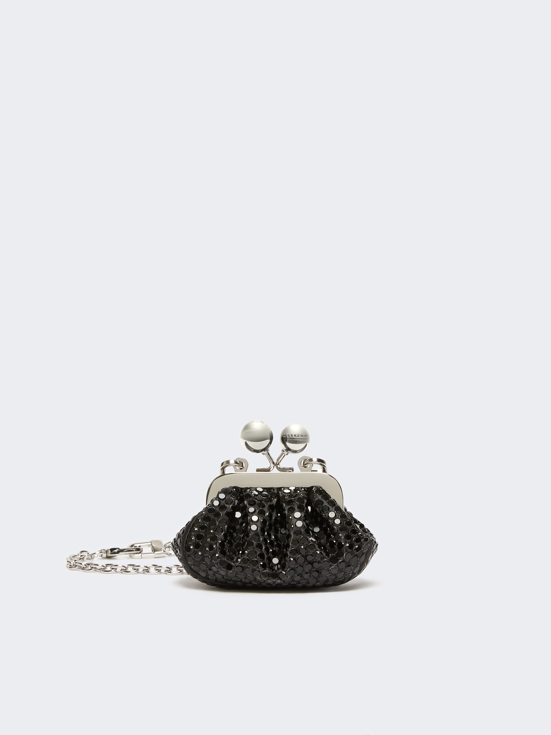 Mini Pasticcino Bag in satin with rhinestones - DARK GREY - Weekend Max Mara