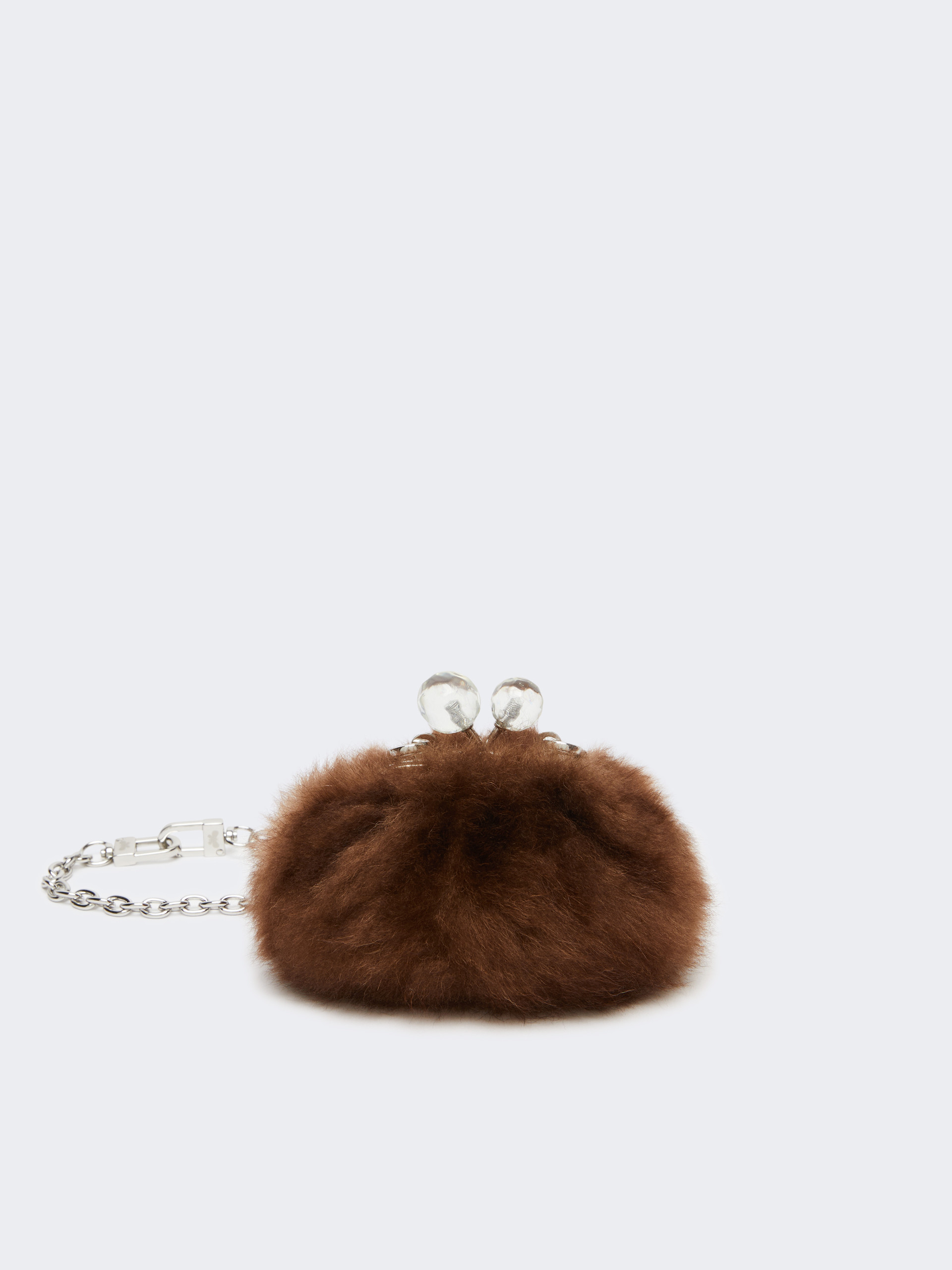 MANIMARIS ファーフード　　マニマリス Mini Pasticcino Bag in fluffy sheepskin, caramel | Weekend Max Mara