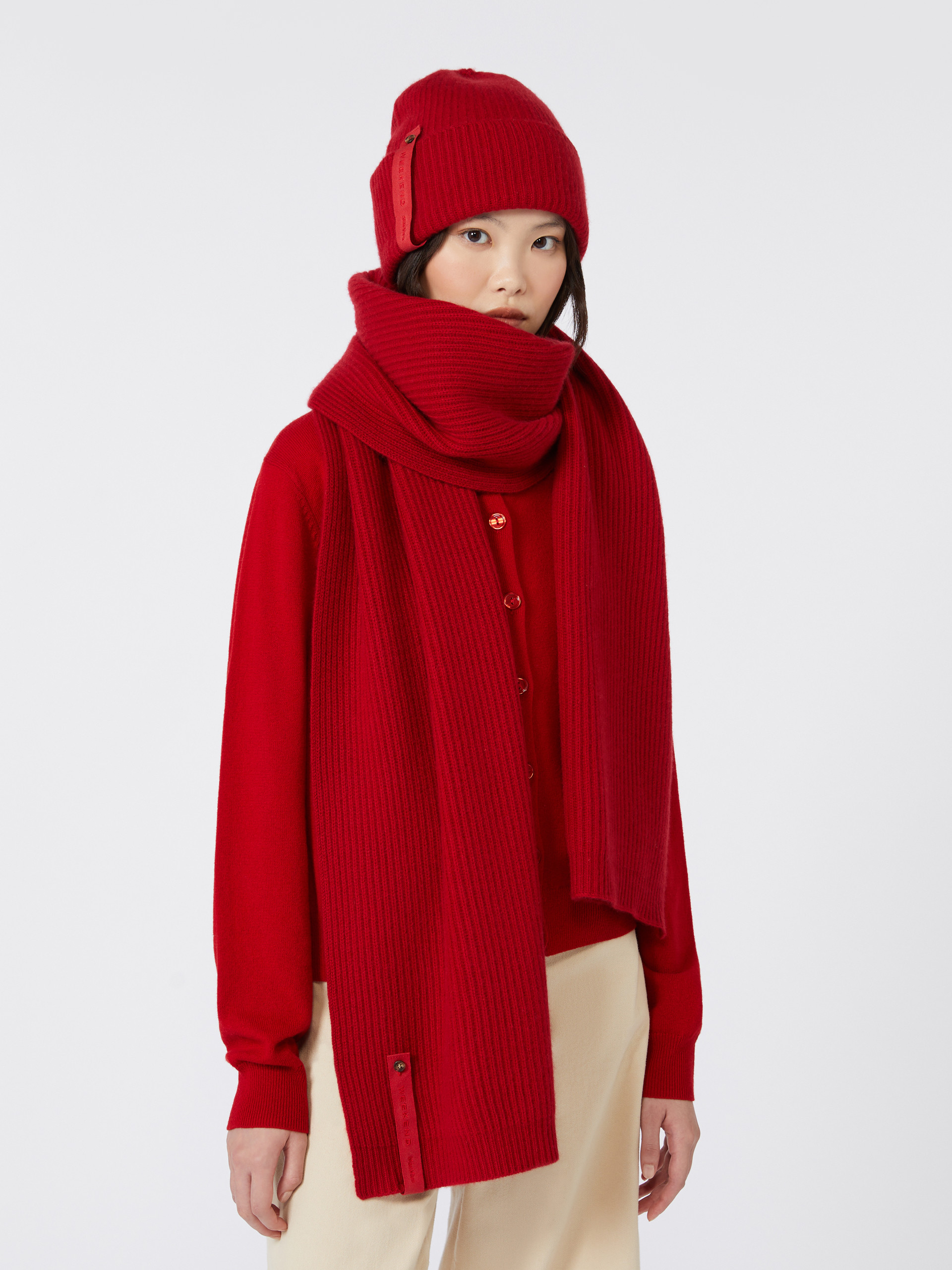 Ribbed cashmere scarf - DARK RED - Weekend Max Mara - 5