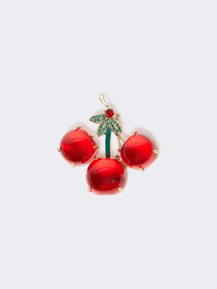 Resin and glass brooch - RED - Weekend