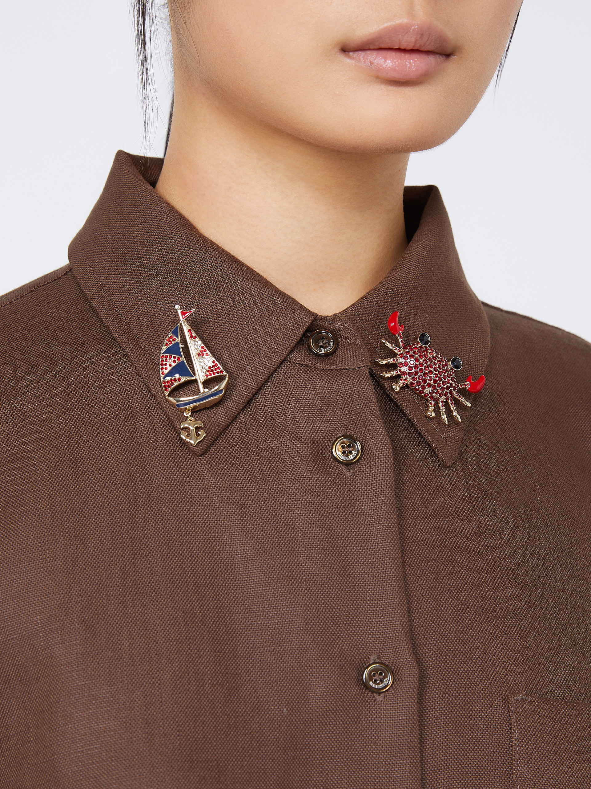 Metal brooch with rhinestones - SKY BLUE - Weekend Max Mara - 5