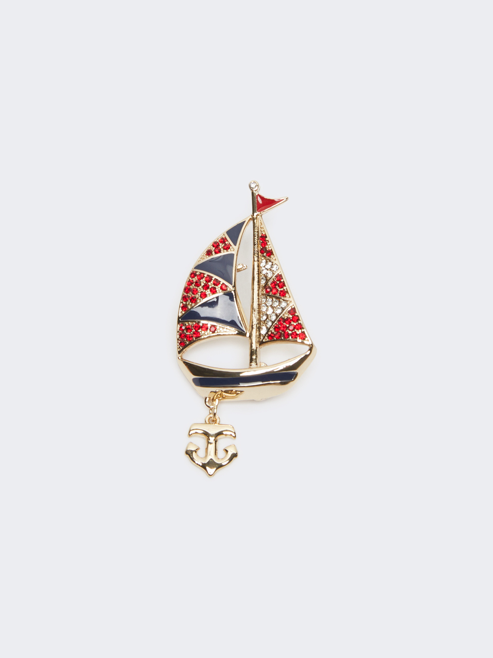 Metal brooch with rhinestones - SKY BLUE - Weekend Max Mara