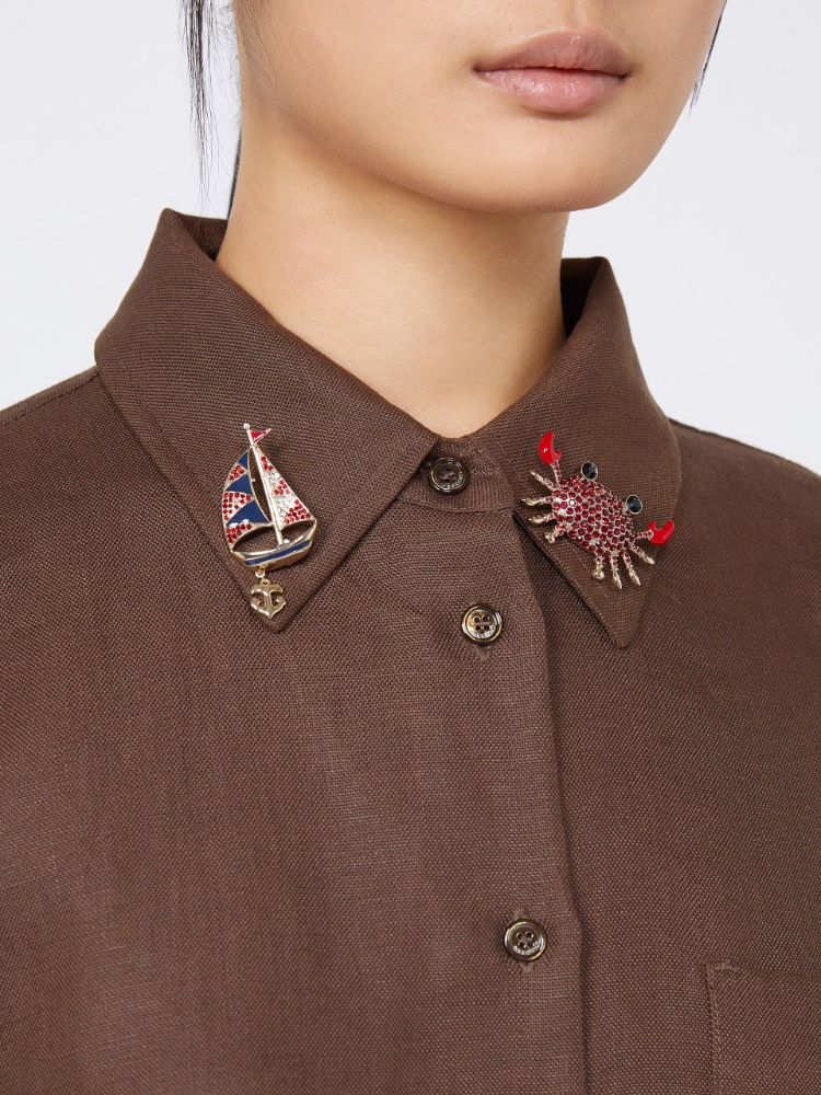 Metal brooch with rhinestones - RED - Weekend - 6