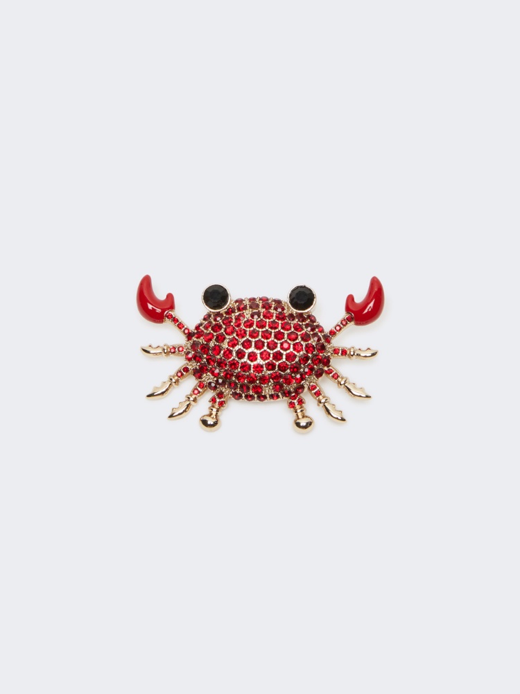 Metal brooch with rhinestones - RED - Weekend