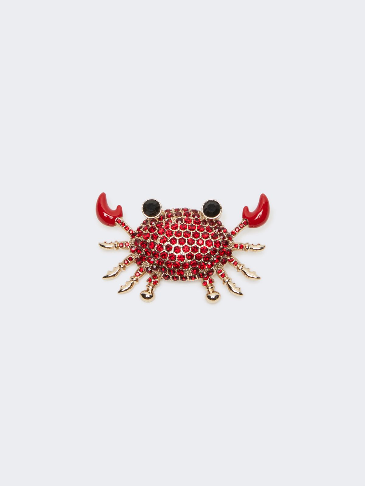 Metal brooch with rhinestones - RED - Weekend