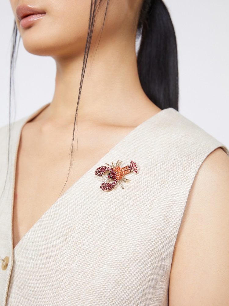 Metal brooch with rhinestones - DARK RED - Weekend - 2