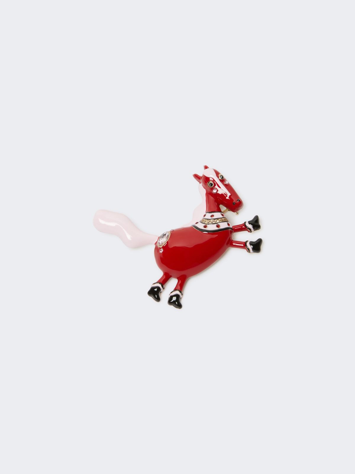 Enamel metal and glass brooch - RED - Weekend - 2