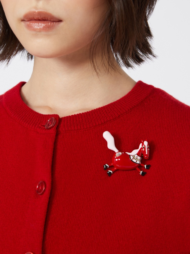 Enamel metal and glass brooch - RED - Weekend - 6