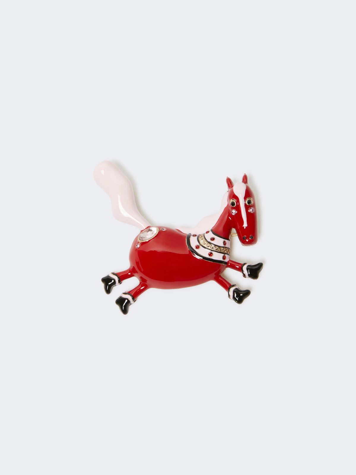 Enamel metal and glass brooch - RED - Weekend