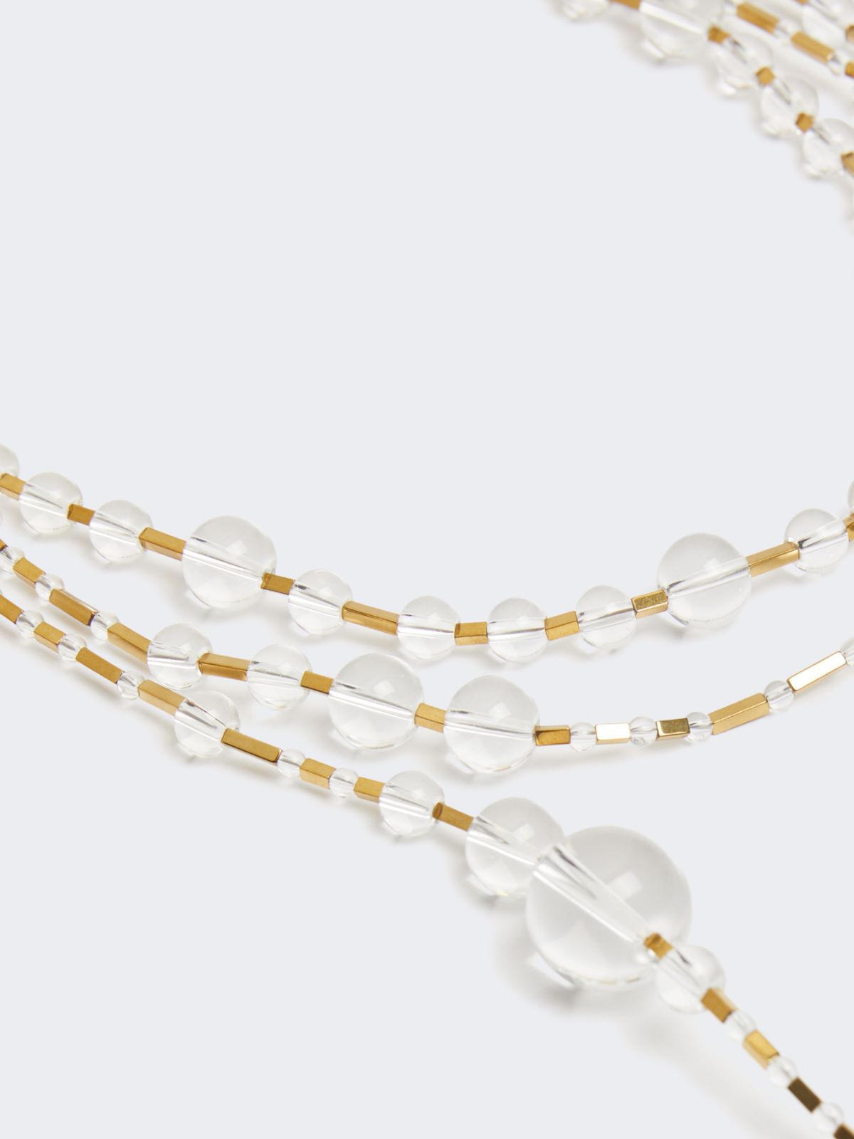 Multi-strand metal and glass necklace - OPTICAL WHITE - Weekend - 2