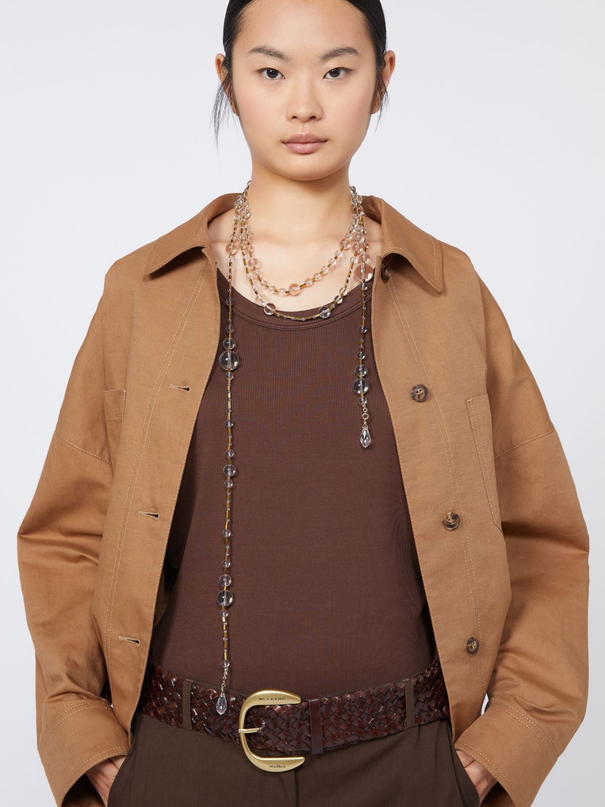 Multi-strand metal and glass necklace - OPTICAL WHITE - Weekend - 4