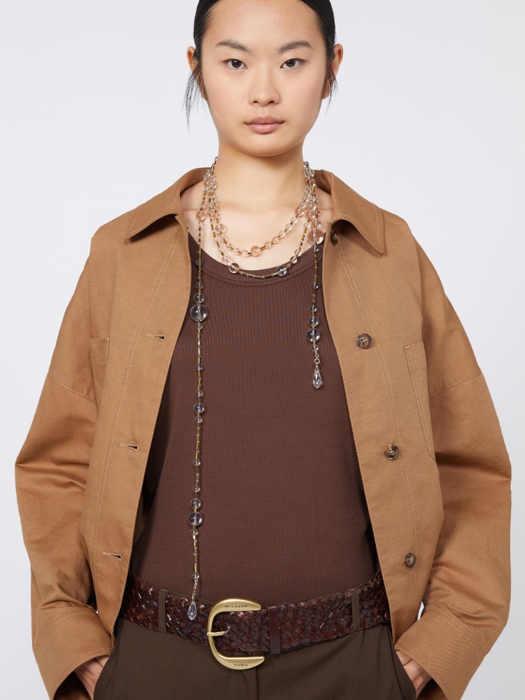 Multi-strand metal and glass necklace - OPTICAL WHITE - Weekend - 2