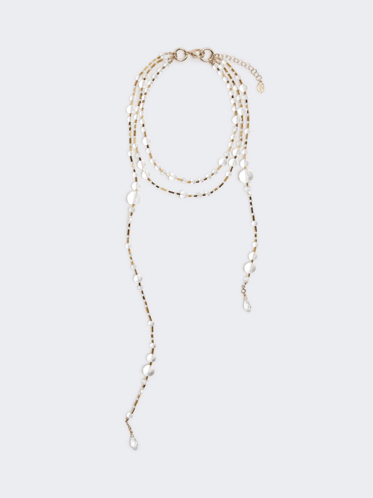 Multi-strand metal and glass necklace - OPTICAL WHITE - Weekend
