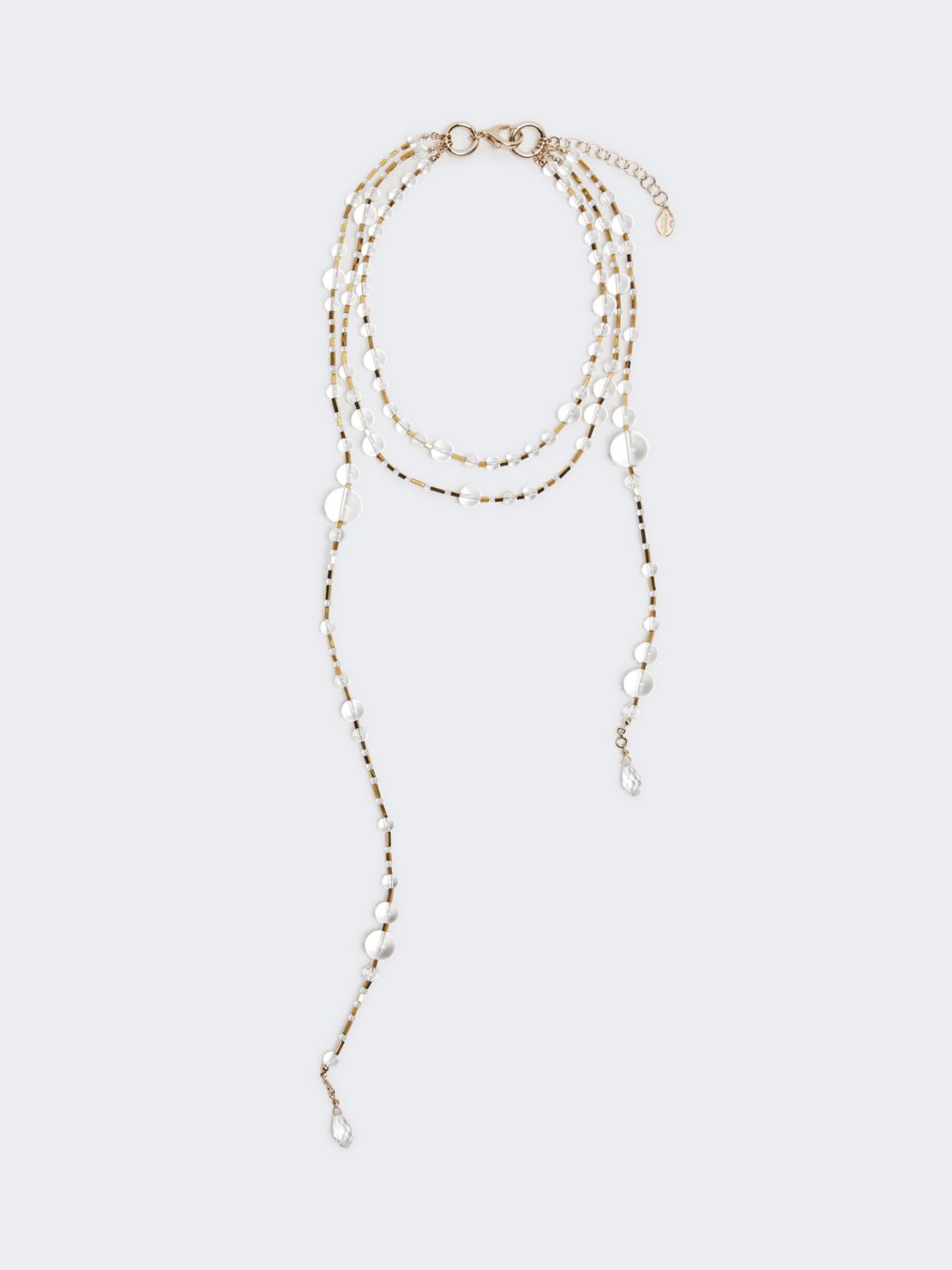 Multi-strand metal and glass necklace - OPTICAL WHITE - Weekend