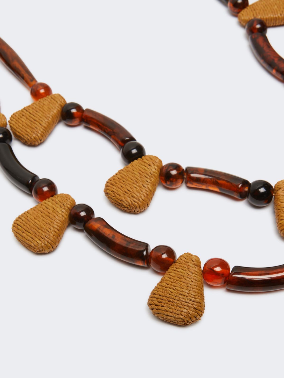 Raffia and resin necklace - CARAMEL - Weekend - 2