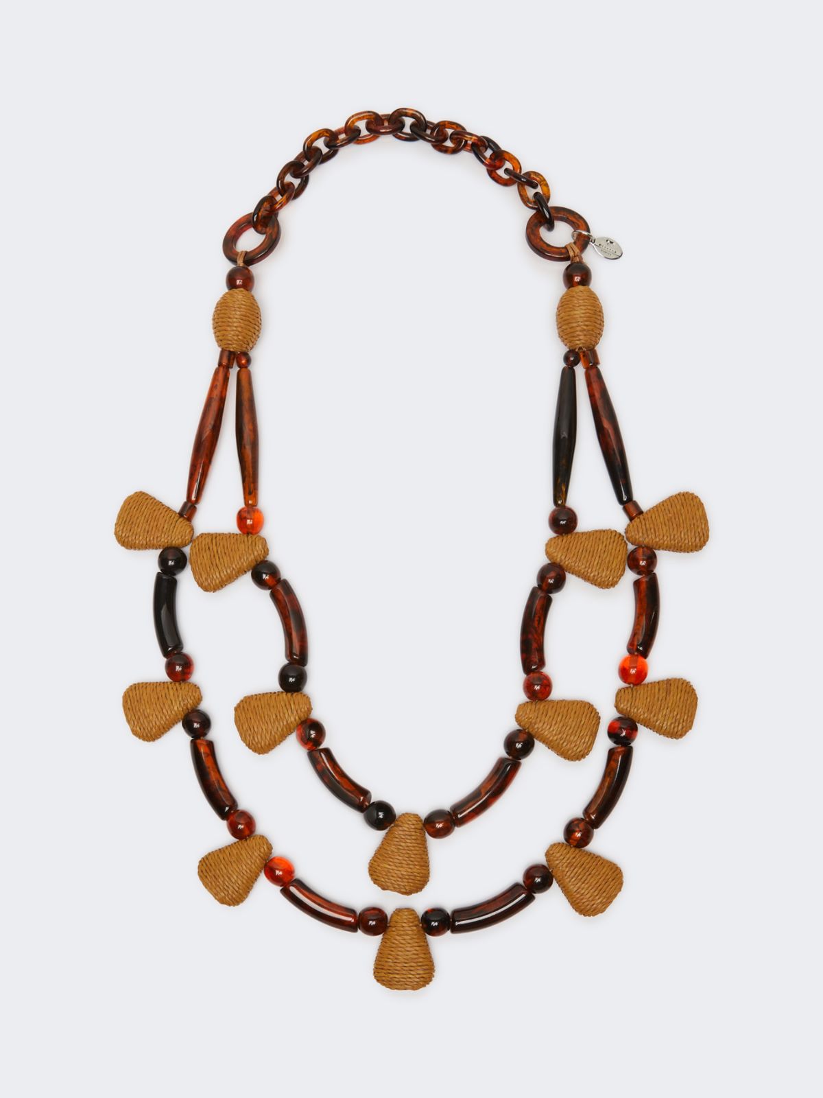 Raffia and resin necklace - CARAMEL - Weekend