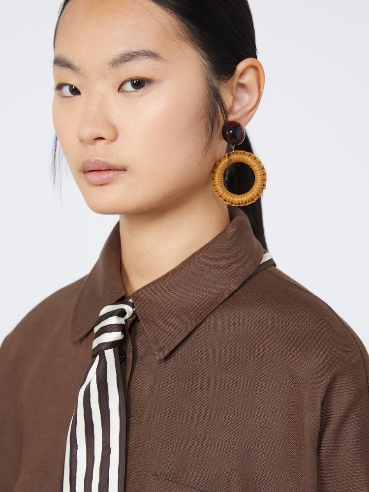 Raffia and resin earrings - CARAMEL - Weekend - 2